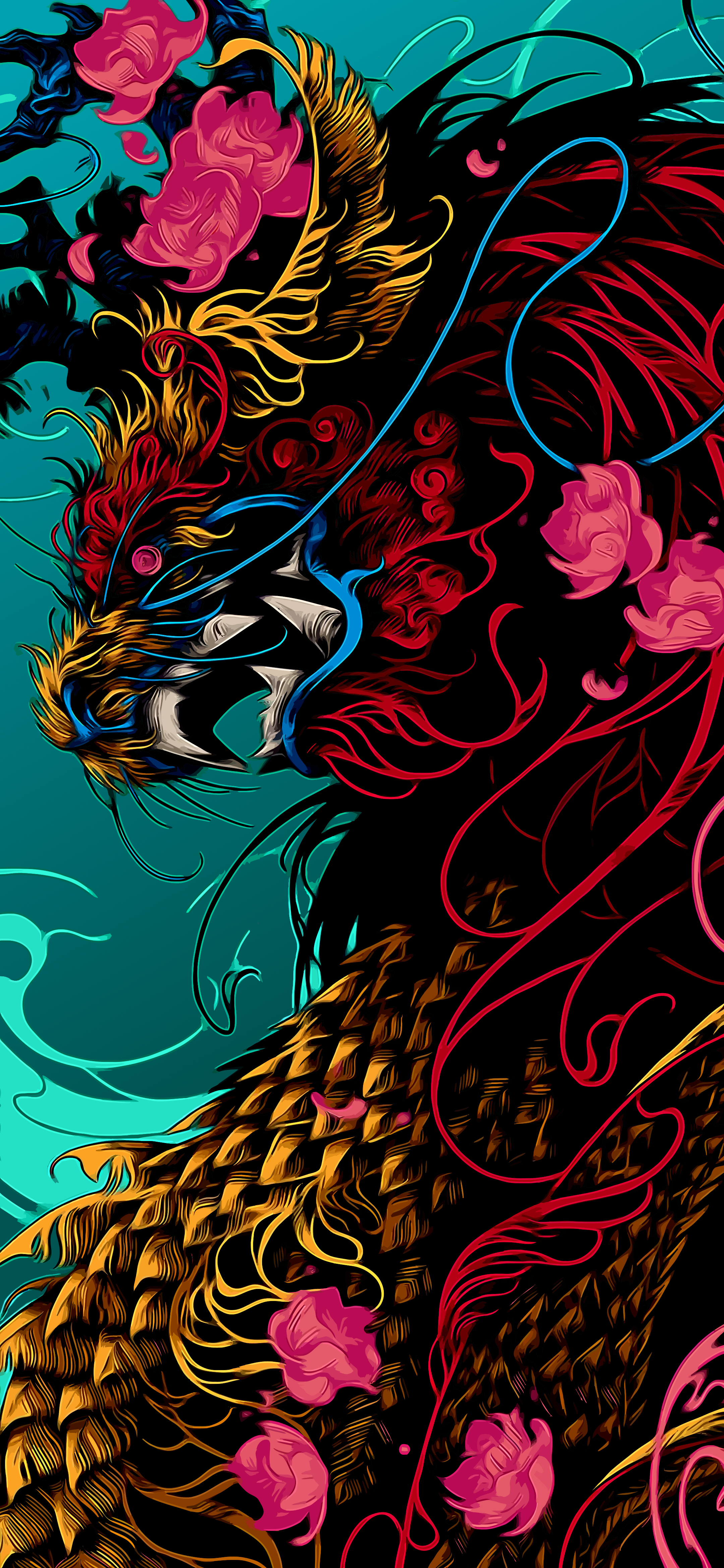 Dragon artwork with vivid colors HD Phone Wallpaper