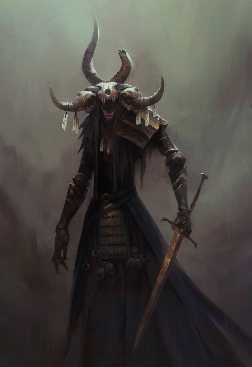 Alex Charleux Dark Horned Warrior HD Phone Wallpaper