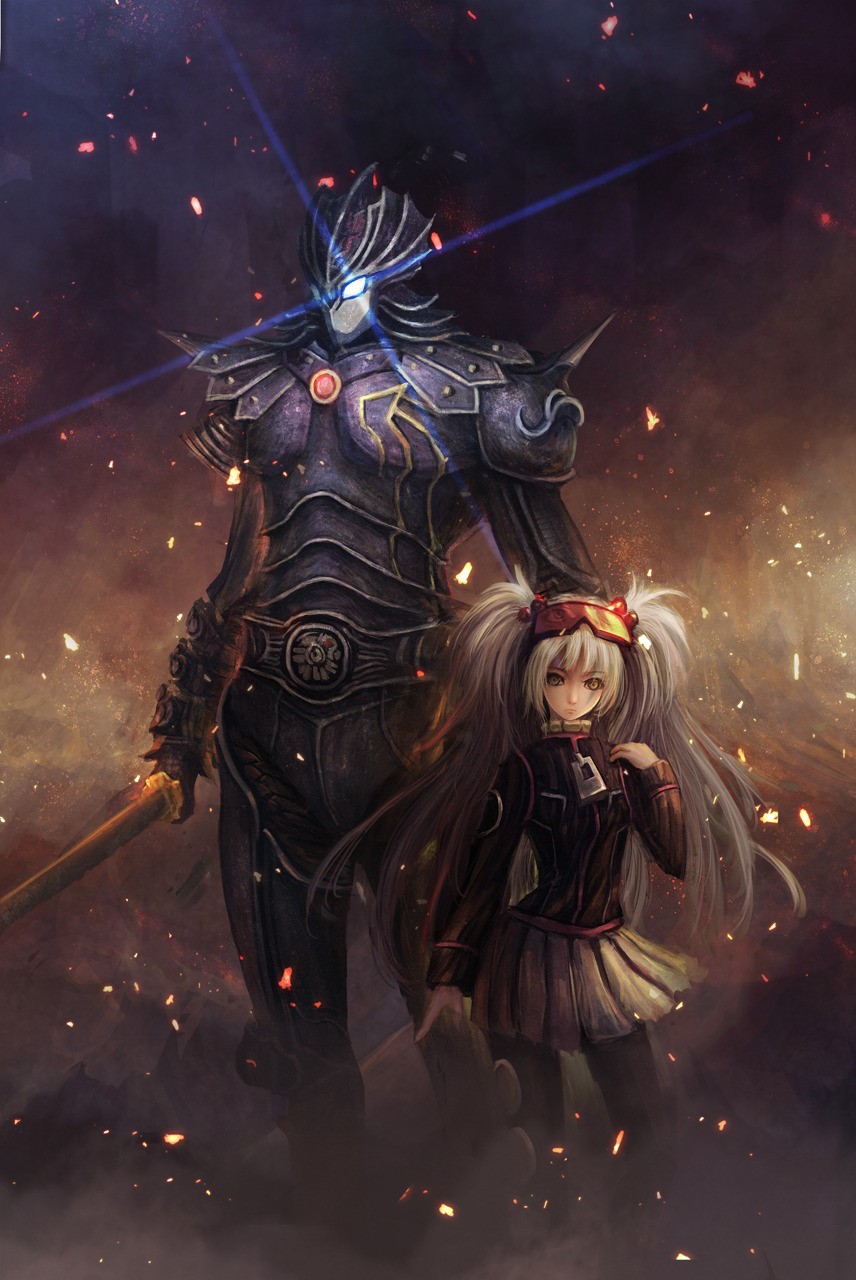 Yurine and a warrior from Karas HD Phone Wallpaper
