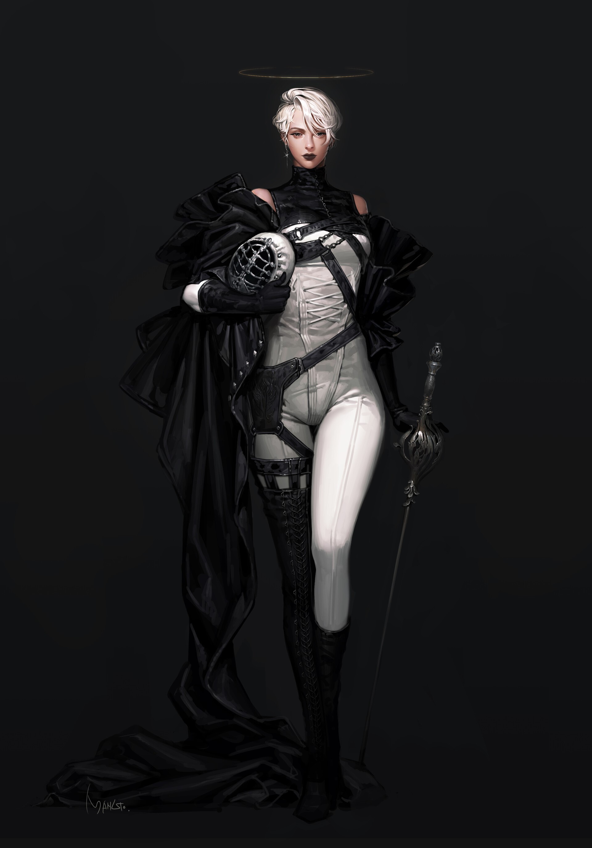 Fantasy art of a knight with a rapier and helmet HD Phone Wallpaper