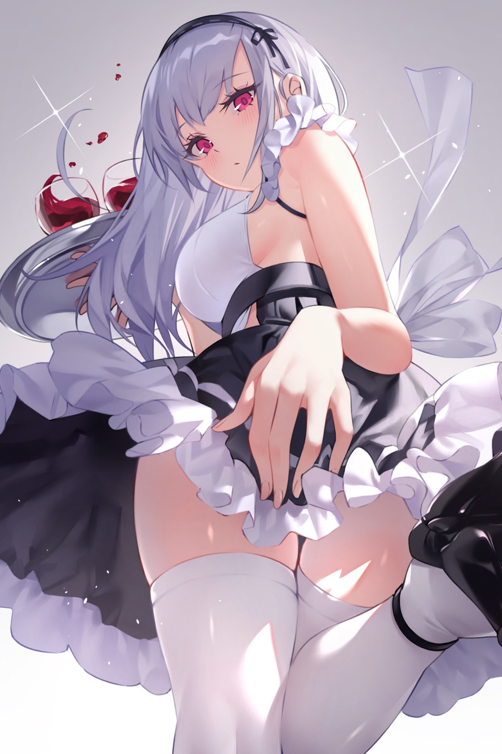 Dido from Azur Lane with silver hair and red eyes HD Phone Wallpaper