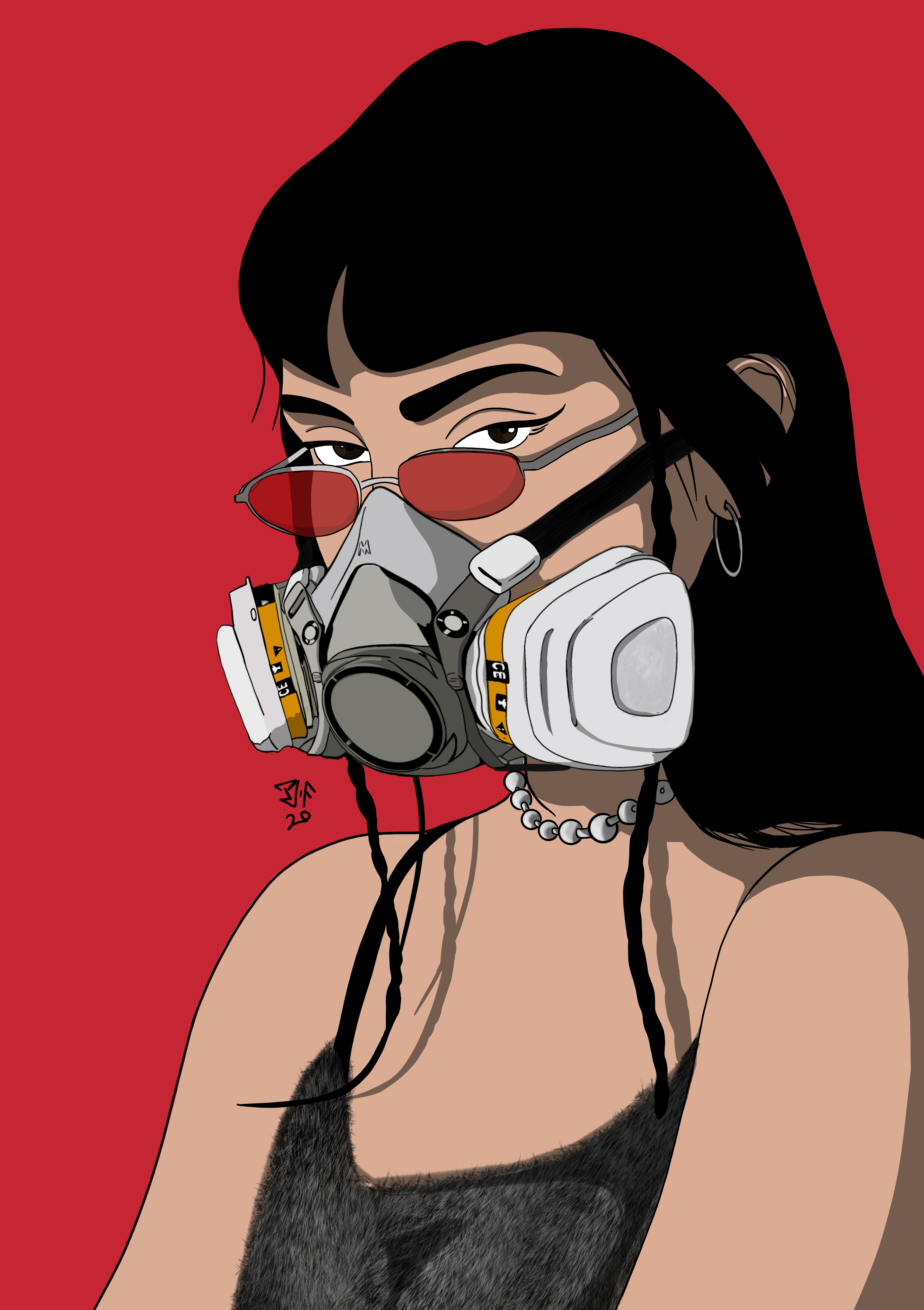 Woman wearing a gas mask and sunglasses HD Phone Wallpaper