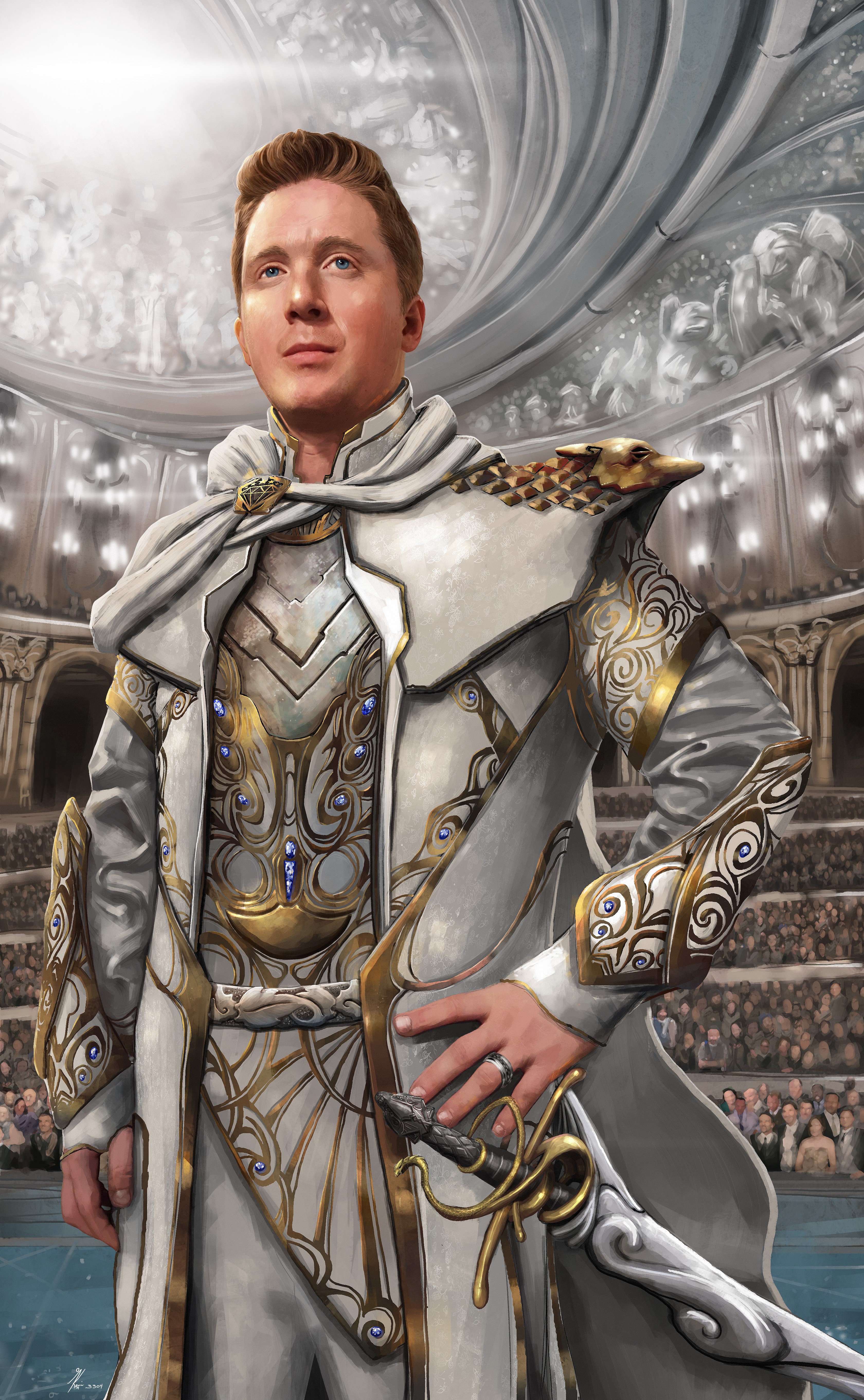Commander from Elite: Dangerous in ornate armor HD Phone Wallpaper