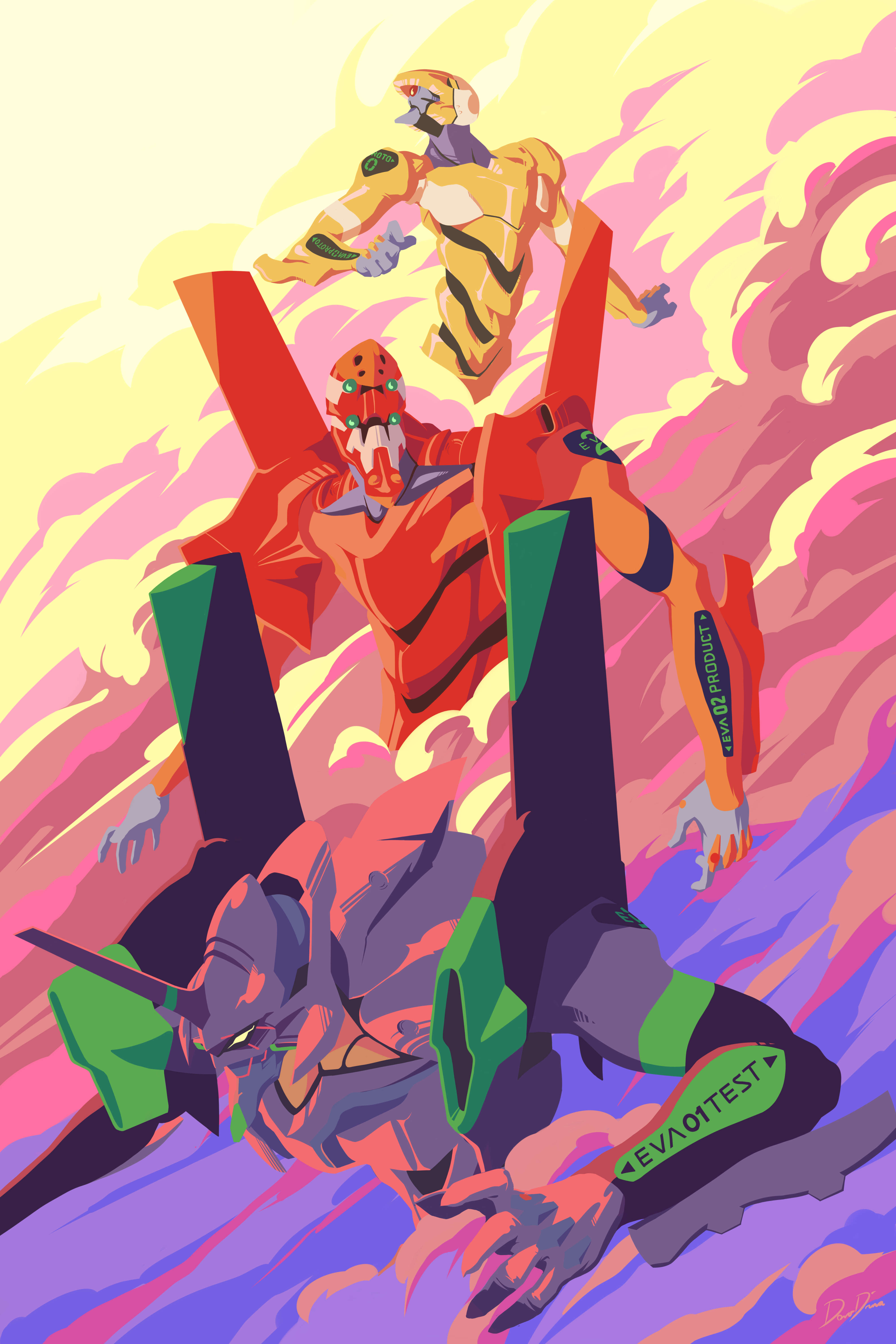 Rebuild of Evangelion Mecha at Sunset HD Phone Wallpaper