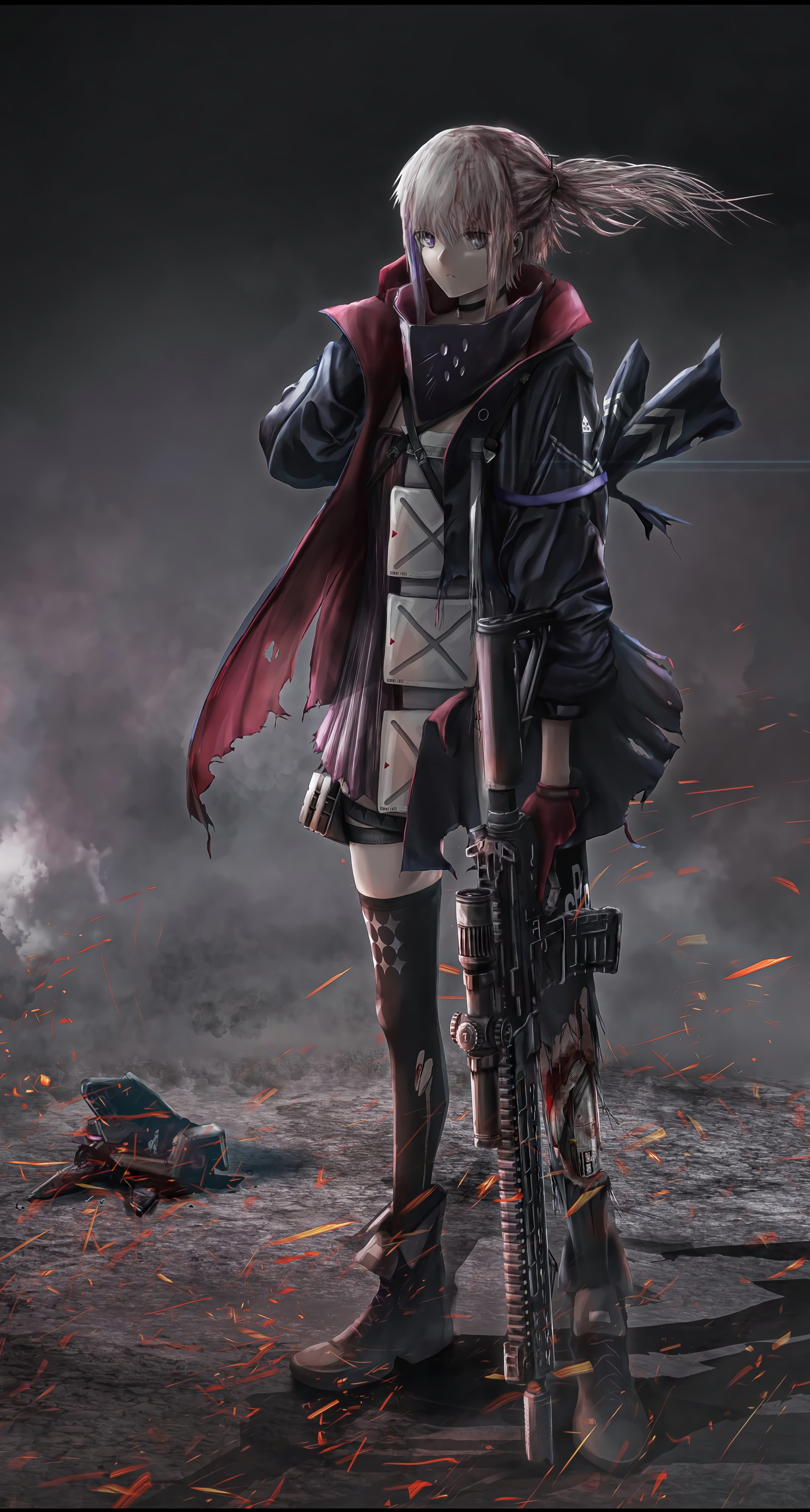 Anime girl with rifle from Girls Frontline HD Phone Wallpaper