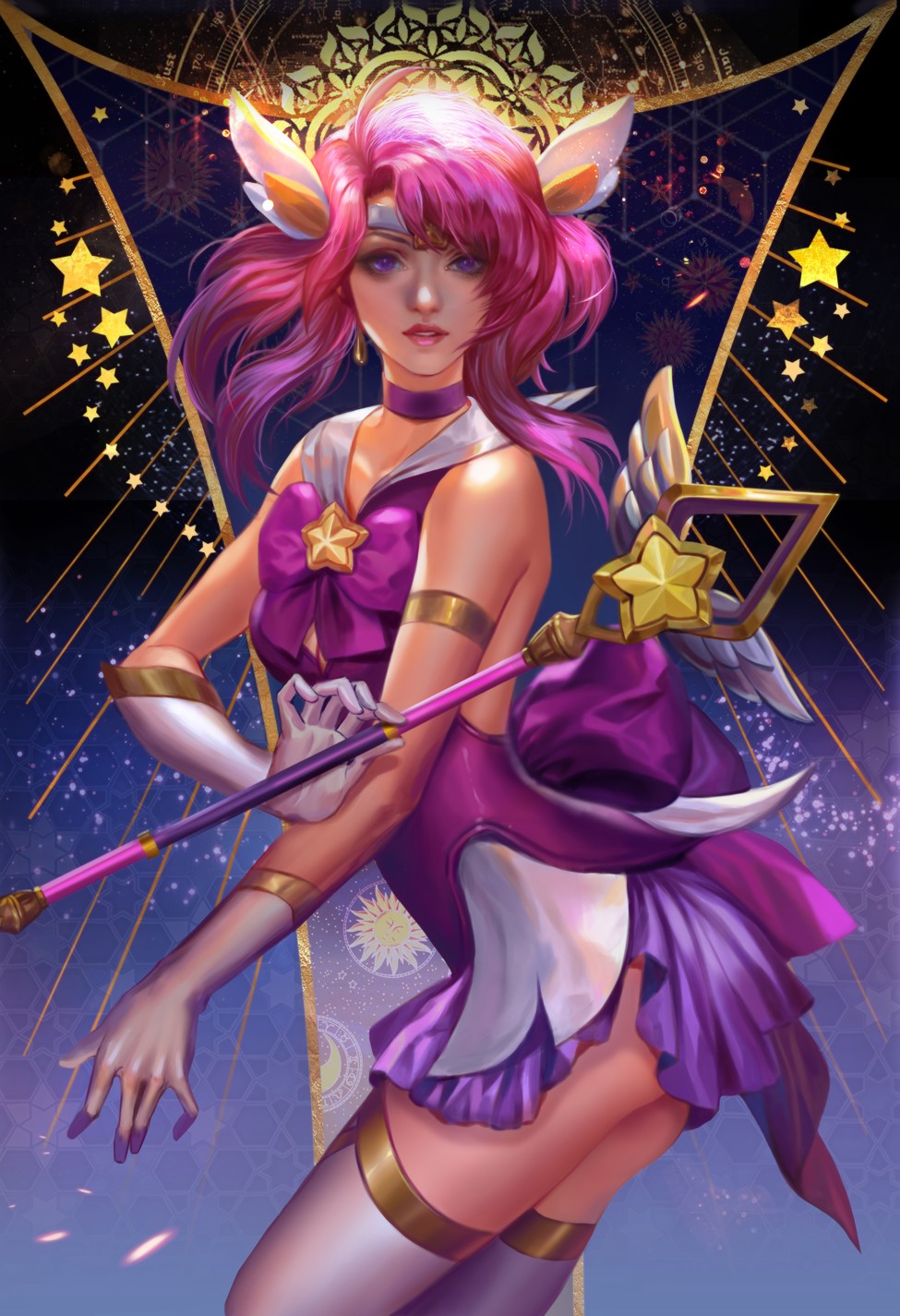 Jiuge Purple-Eyed Magician with Staff HD Phone Wallpaper