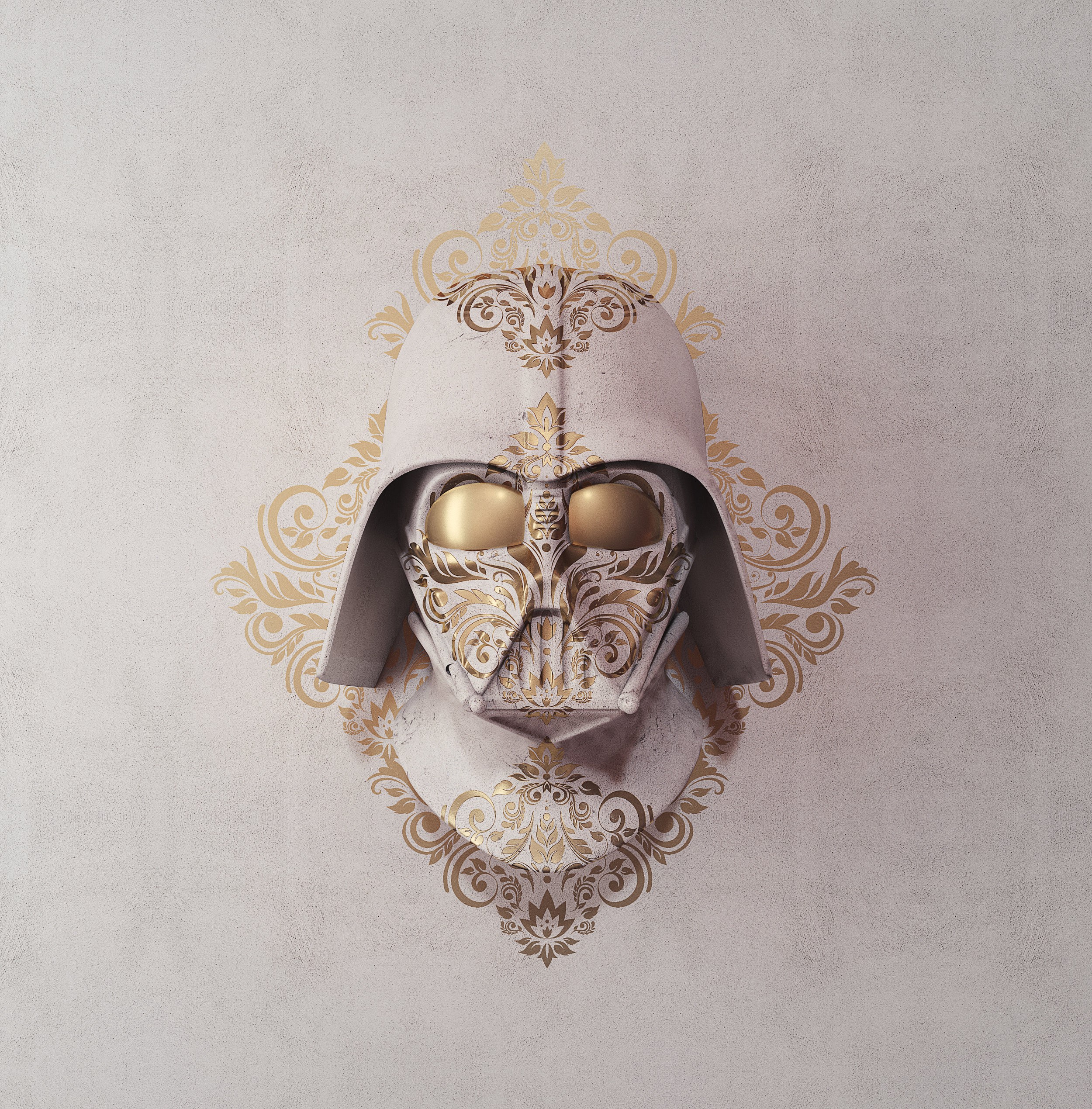 Darth Vader bust with gold ornate details HD Phone Wallpaper