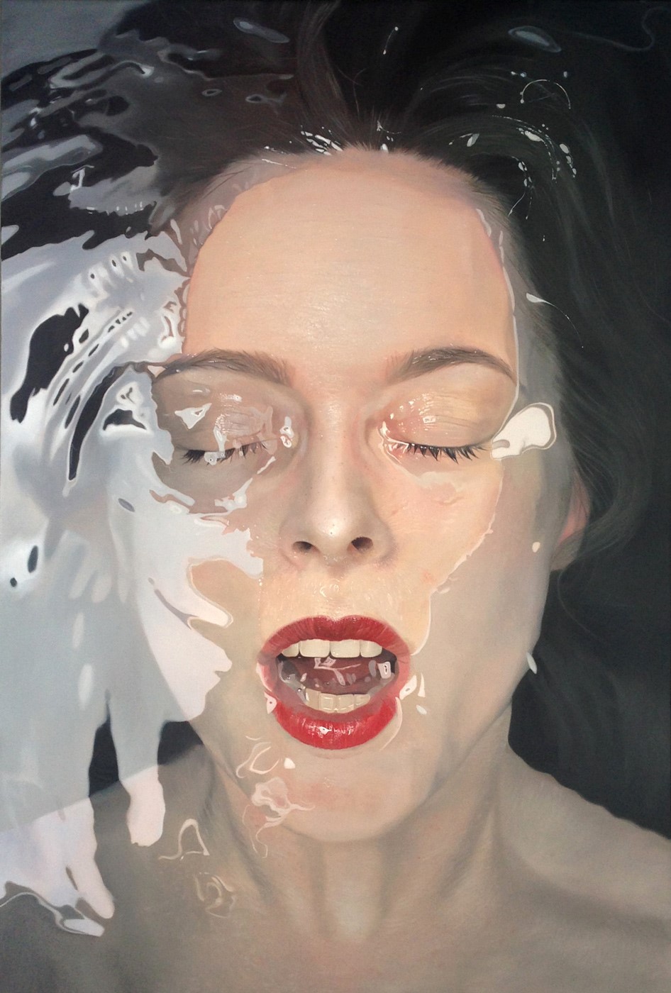 Painting of a woman submerged in water HD Phone Wallpaper