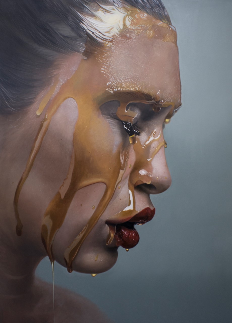 Artwork of a woman with honey on her face HD Phone Wallpaper