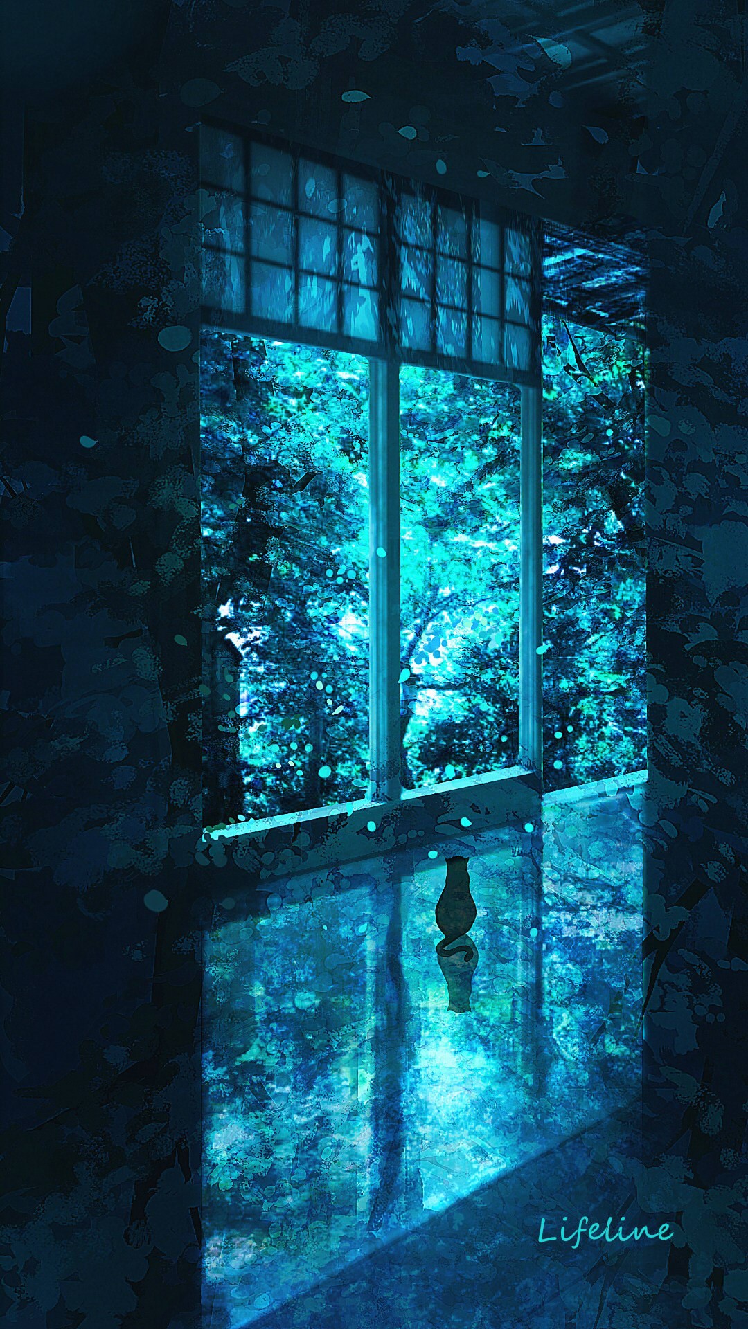 Lifeline anime art with vase reflection HD Phone Wallpaper