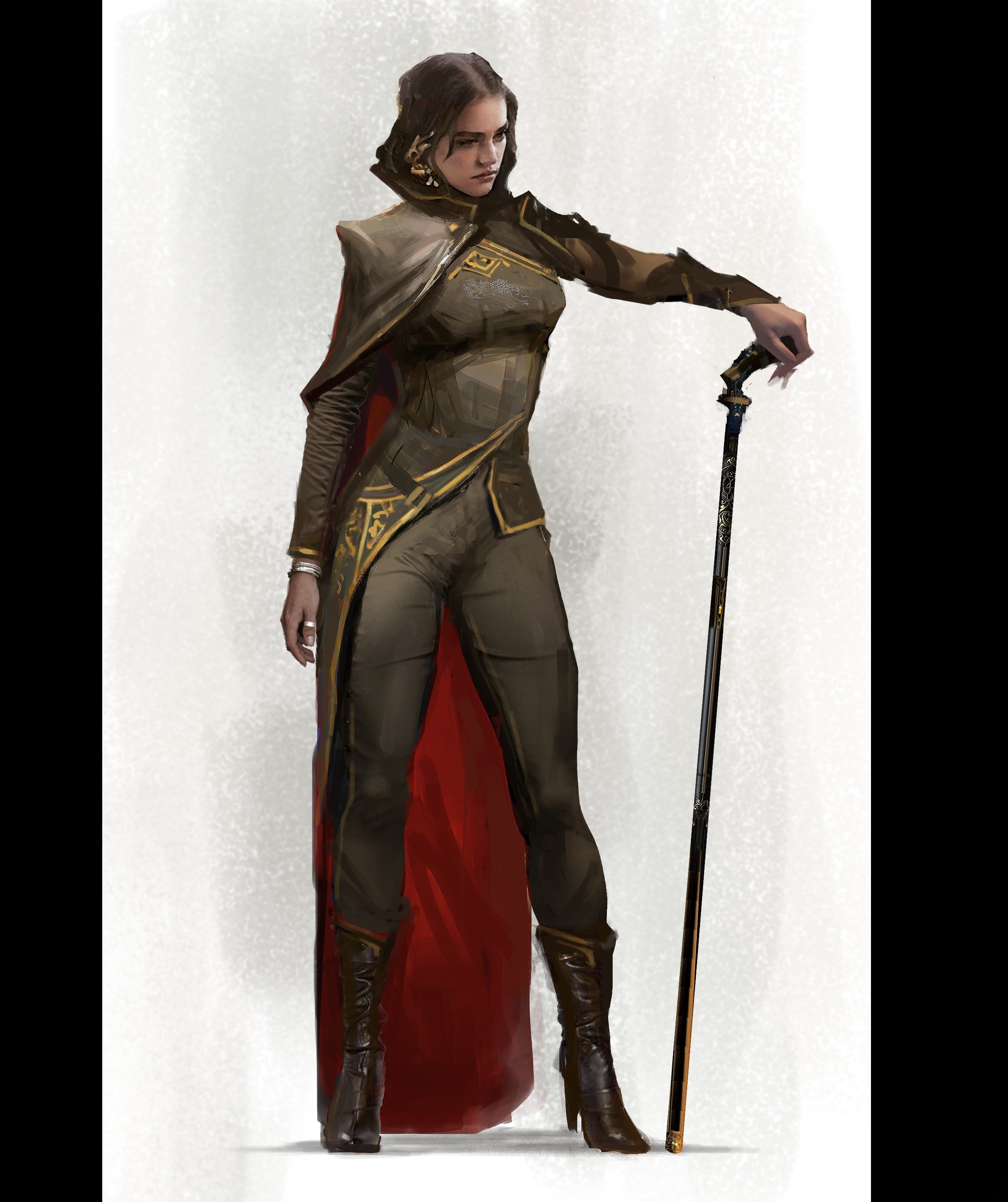 Fantasy art of a woman with a cane HD Phone Wallpaper