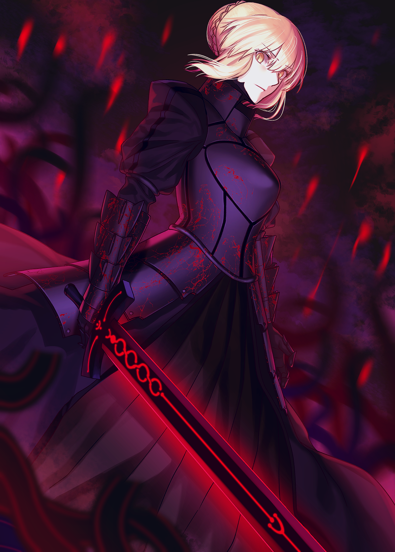 Saber Alter from Fate/Stay Night with Excalibur HD Phone Wallpaper