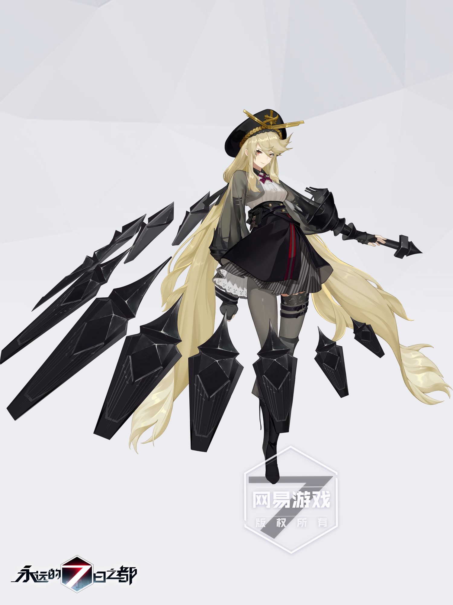 Anime girl with blonde hair and black outfit from Forever 7th Capital HD Phone Wallpaper