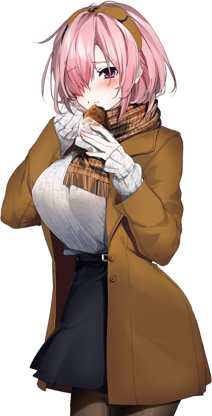Mash Kyrielight from Fate Series eating a pastry HD Phone Wallpaper