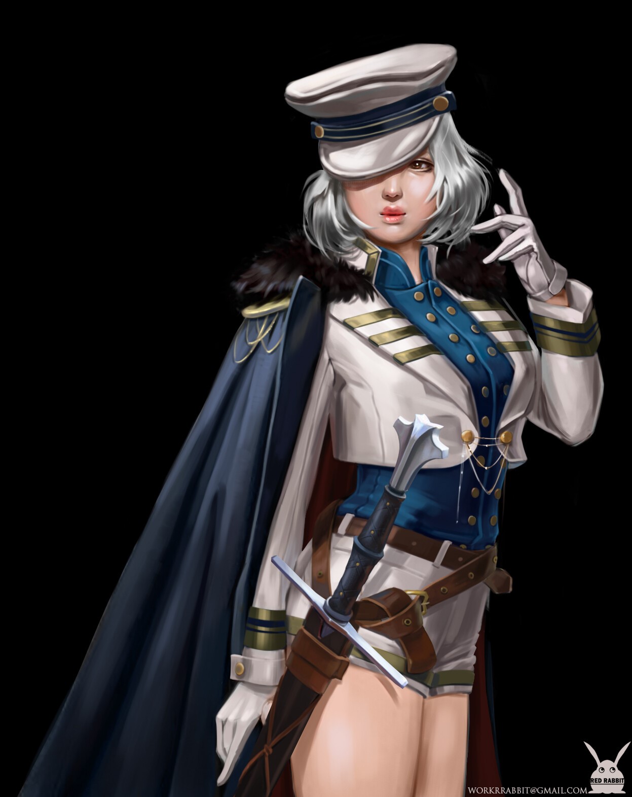 Woman in military uniform with sword HD Phone Wallpaper
