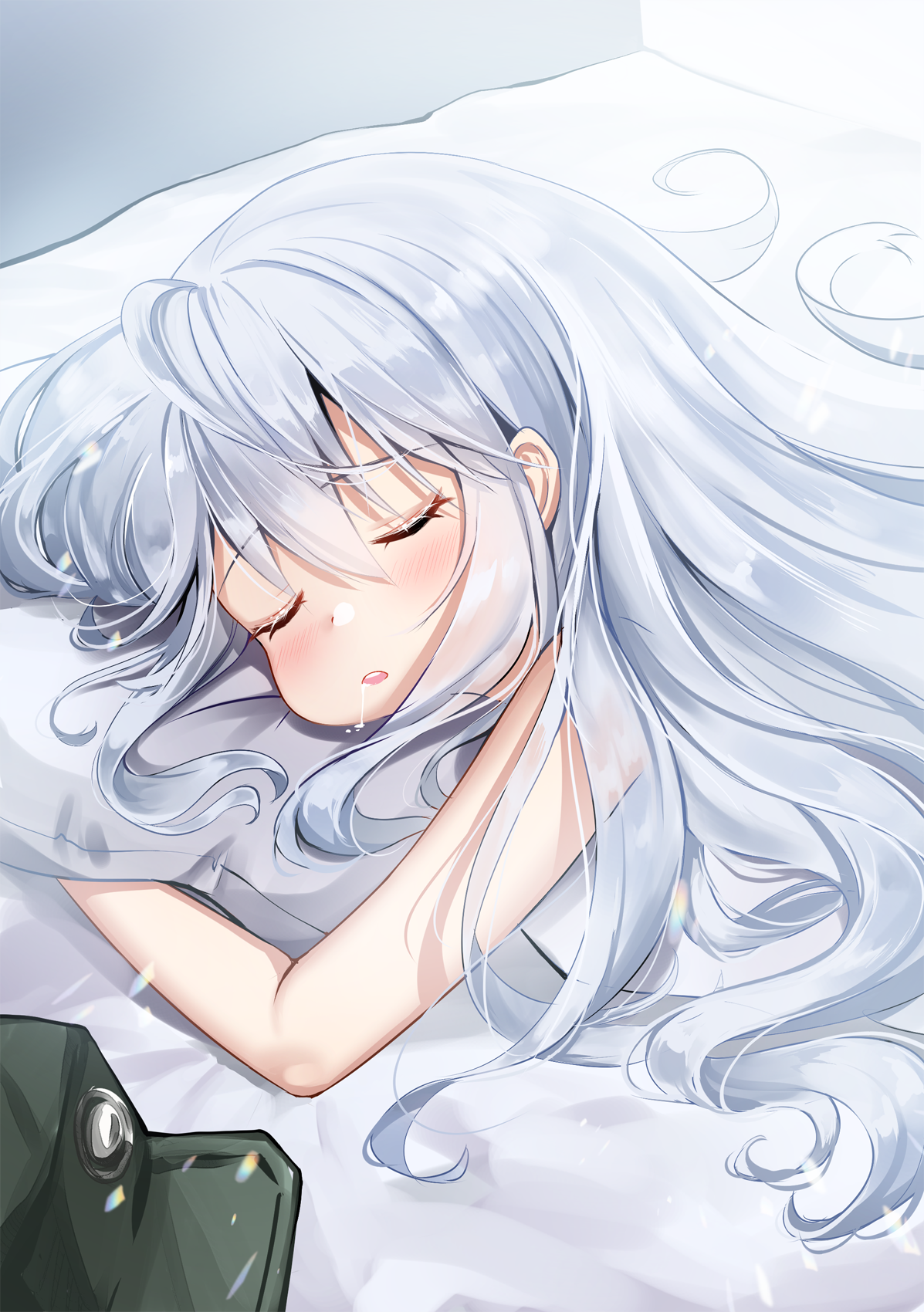 Anime girl sleeping on a pillow HD Phone Wallpaper