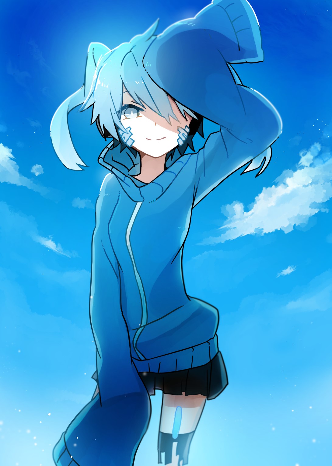 Anime girl with turquoise hair and blue eyes HD Phone Wallpaper