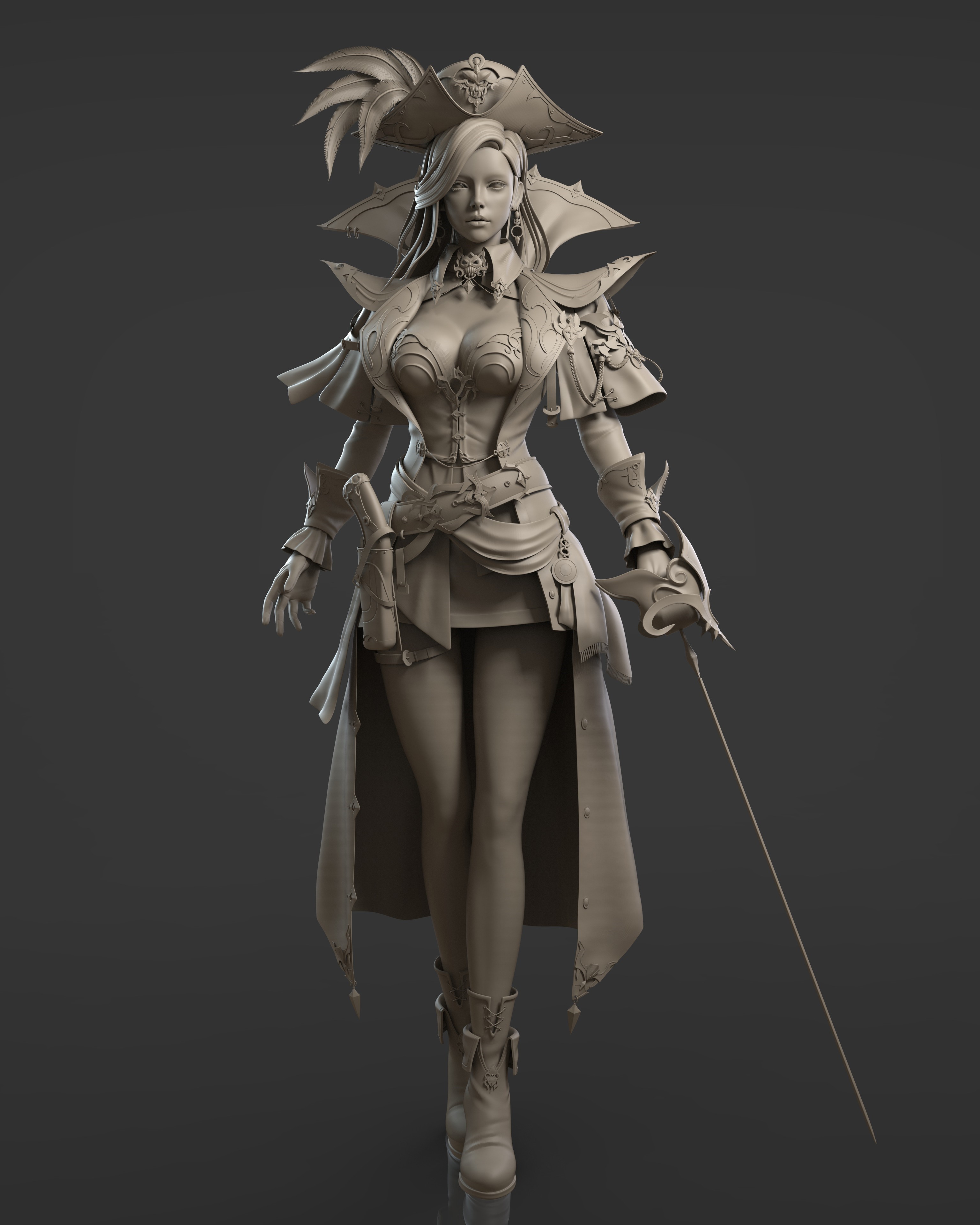 Female pirate character with sword and pirate hat HD Phone Wallpaper