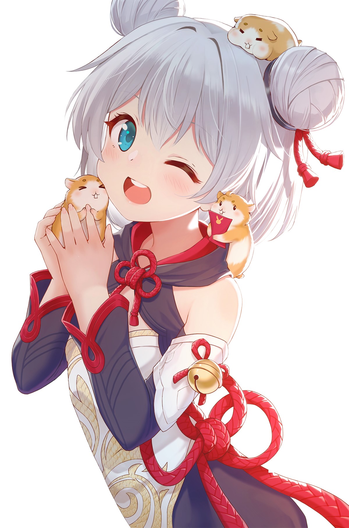 Anime girl with hamsters HD Phone Wallpaper