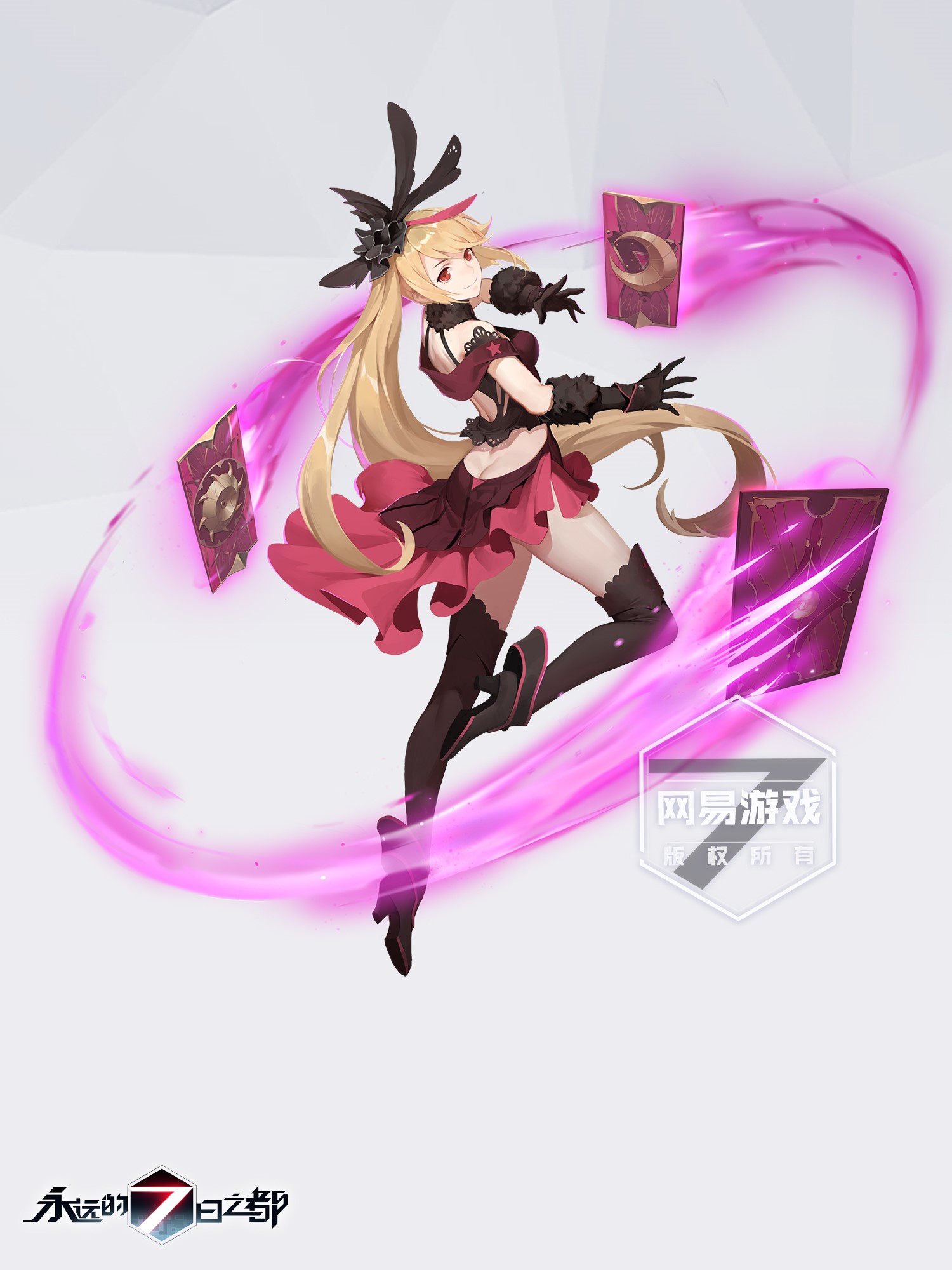 Anime girl with cards from Forever 7th Capital HD Phone Wallpaper