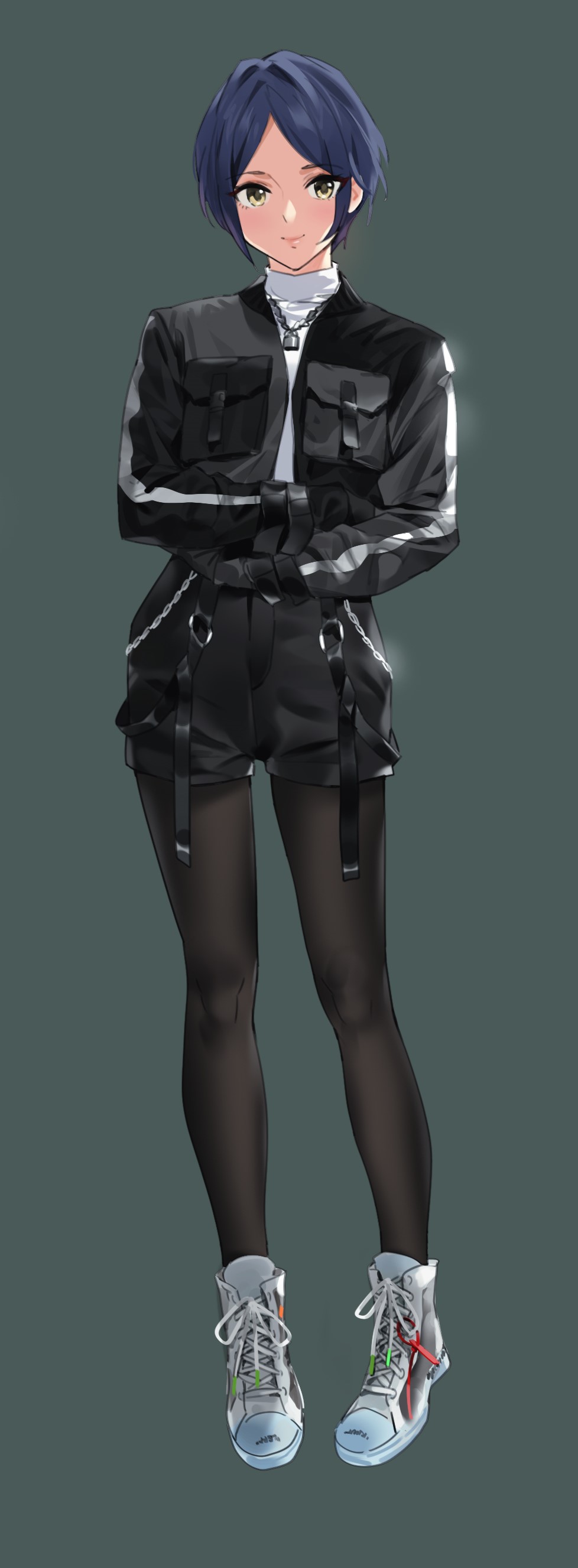 Anime girl in black outfit and sneakers HD Phone Wallpaper