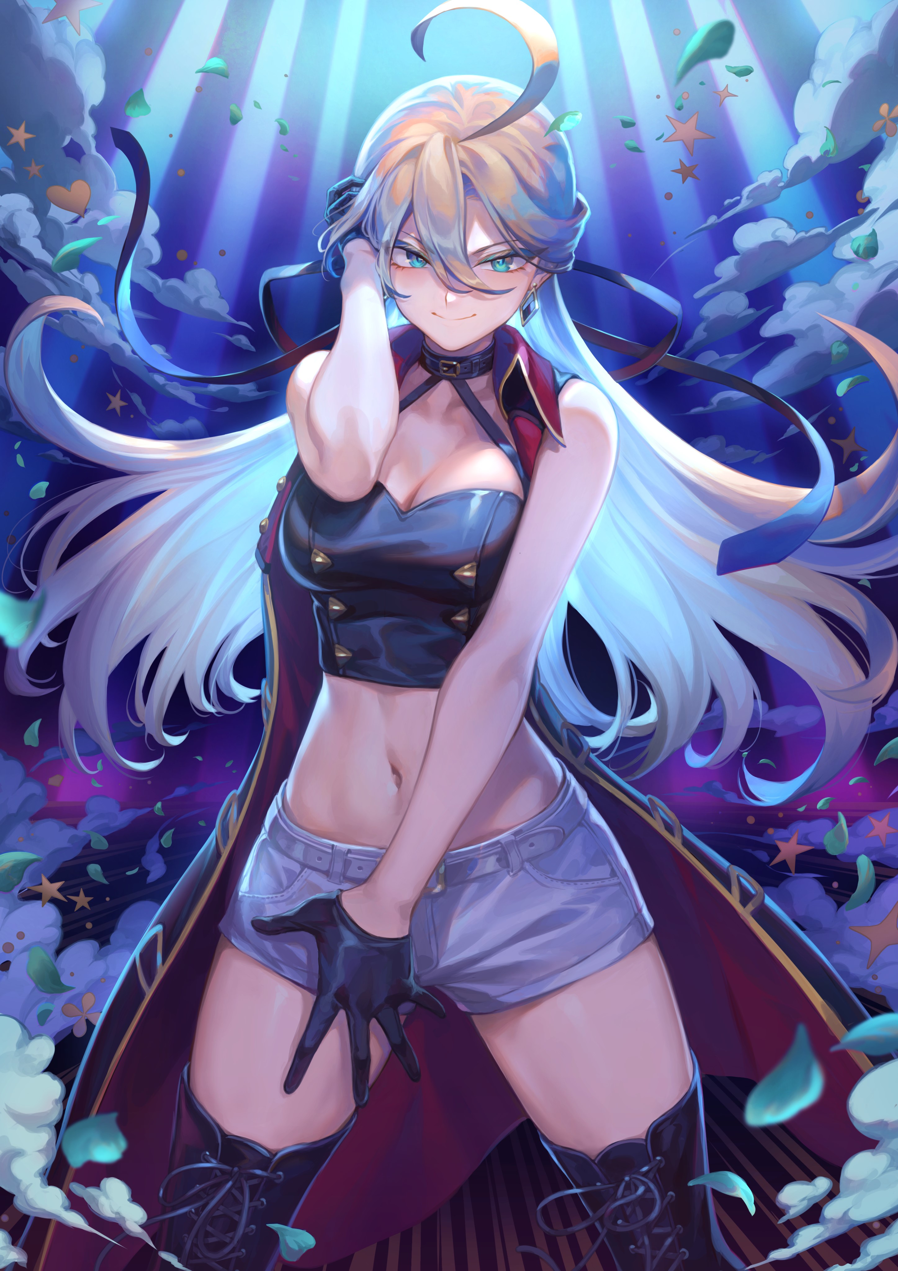 Anime girl with long blonde hair and blue eyes HD Phone Wallpaper