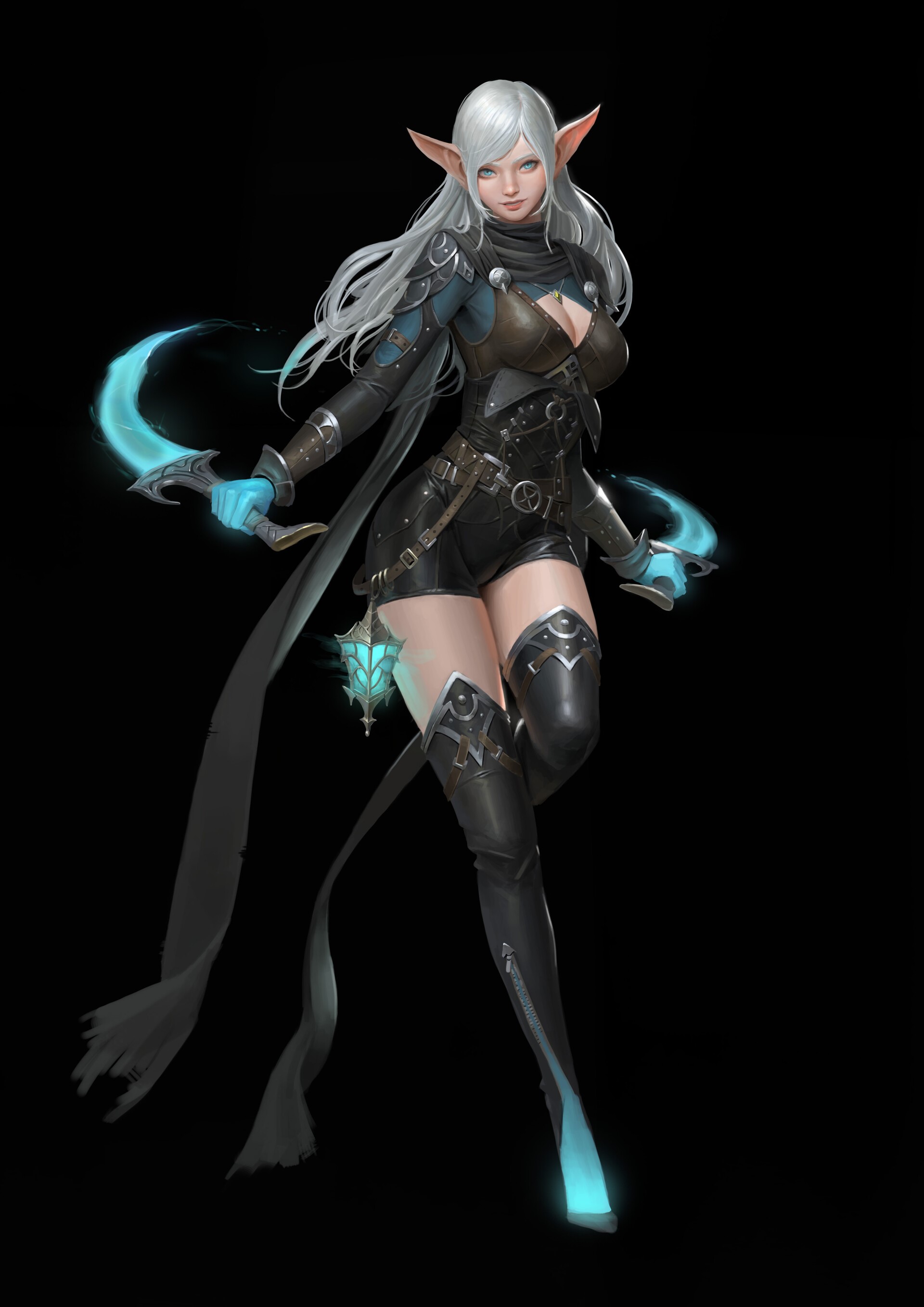 Elf rogue with daggers by Hyunjoon Kim HD Phone Wallpaper