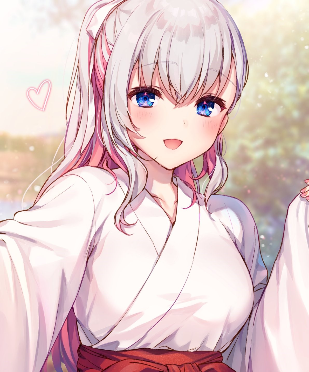 Anime girl in shrine maiden outfit HD Phone Wallpaper