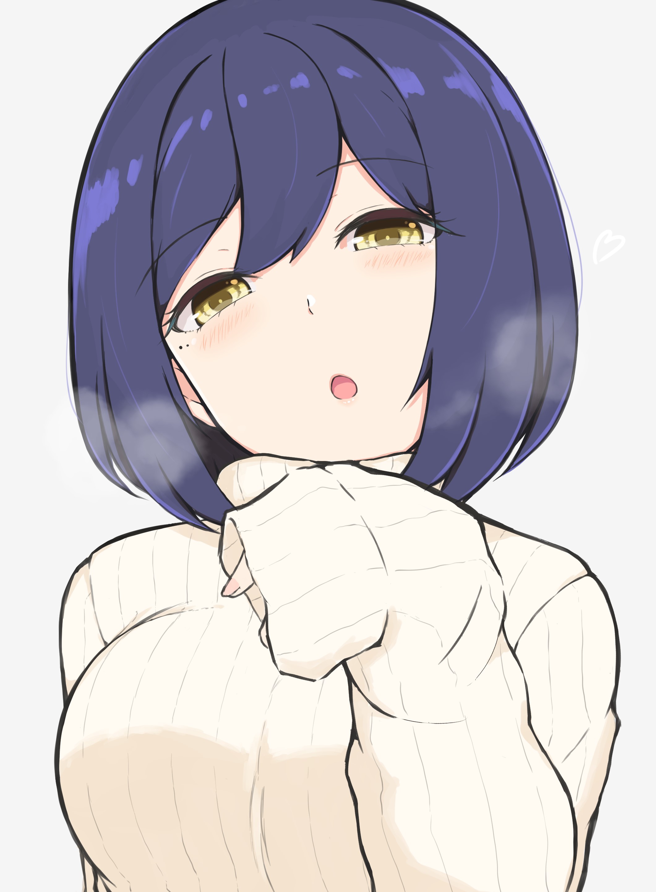 Anime girl with blue hair wearing a sweater HD Phone Wallpaper