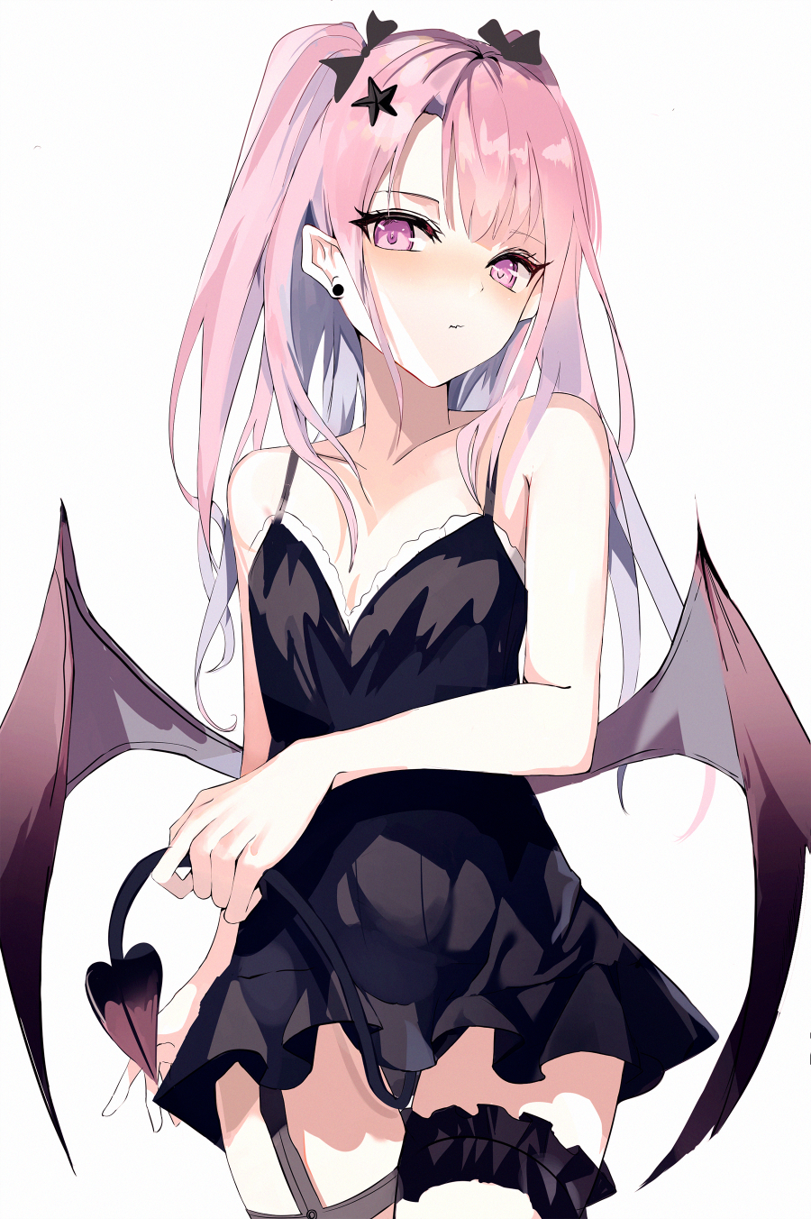 Anime girl with pink hair and wings HD Phone Wallpaper
