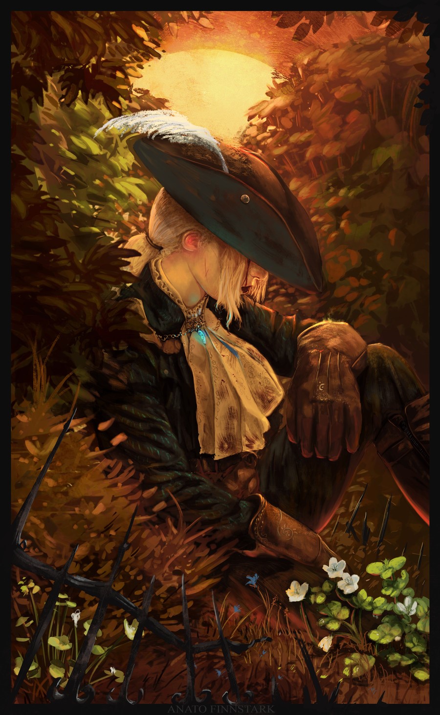 Lady Maria from Bloodborne in a forest setting HD Phone Wallpaper