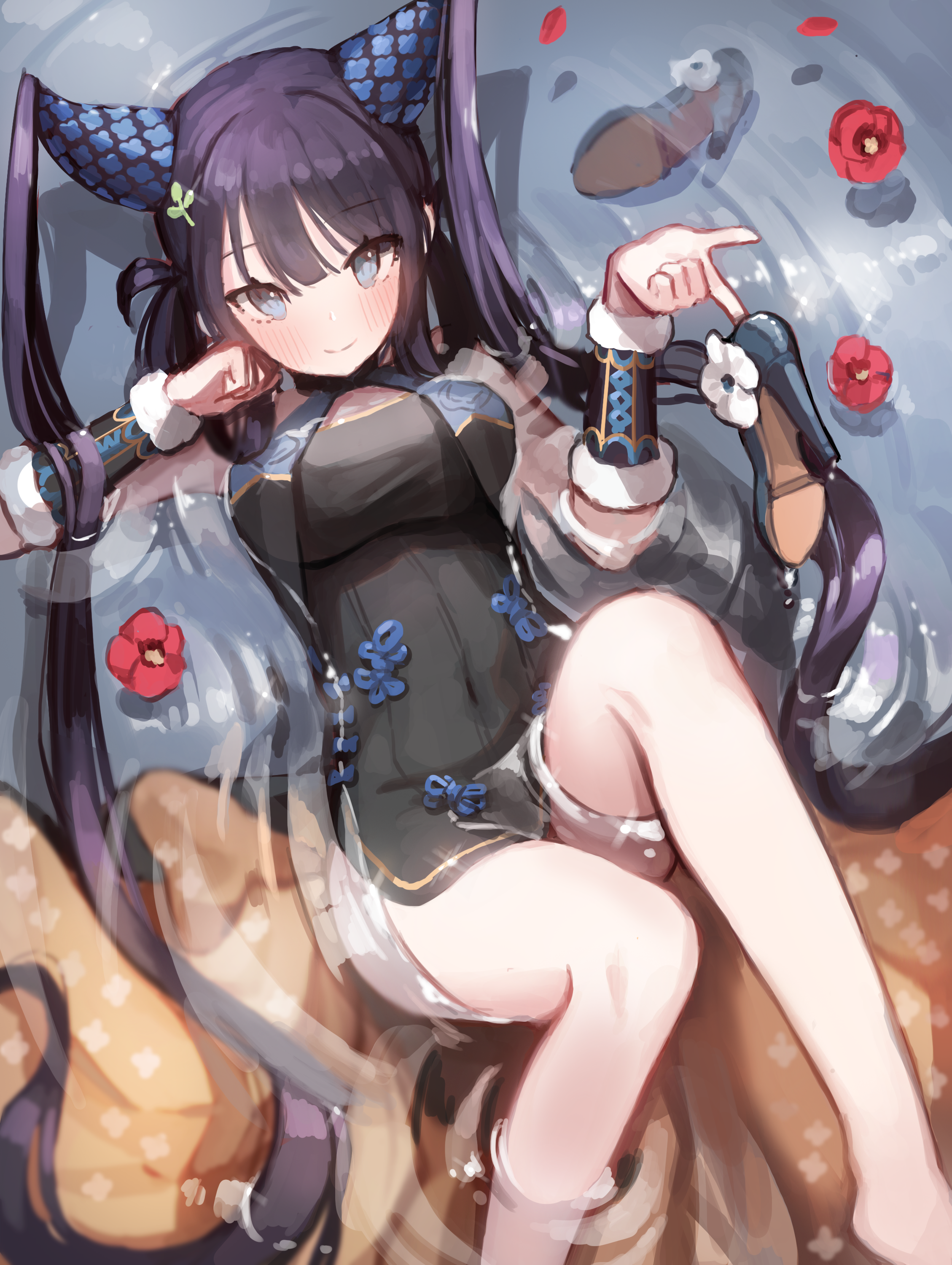 Anime girl in traditional Chinese dress lying down HD Phone Wallpaper