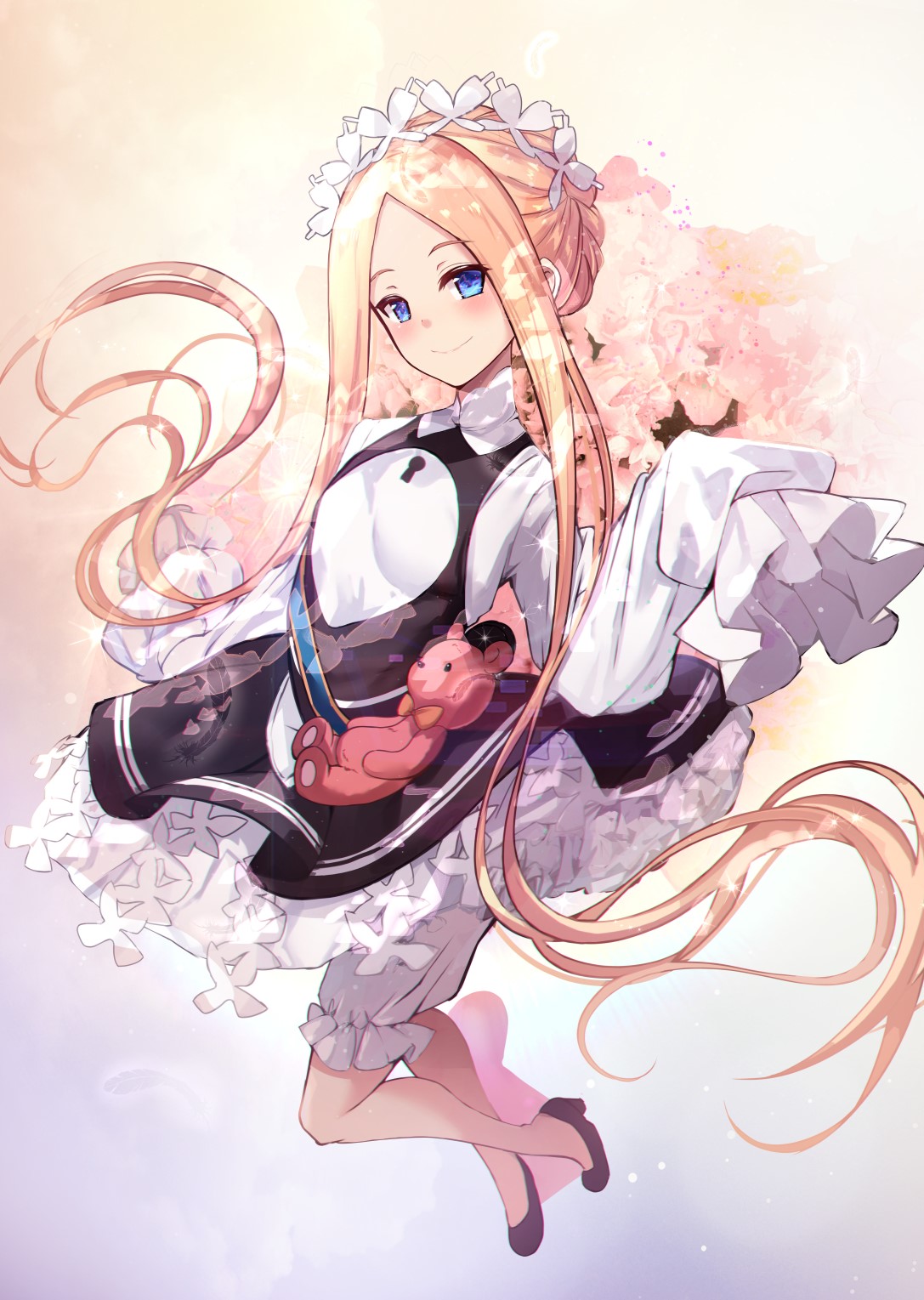 Abigail Williams from Fate/Grand Order holding a teddy bear HD Phone Wallpaper