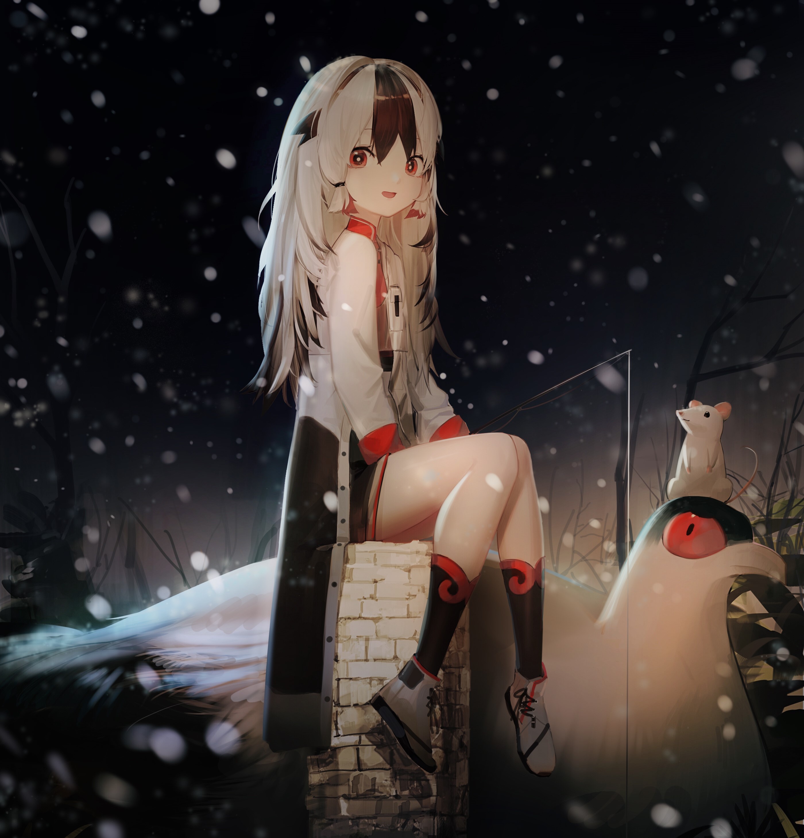 Snowsant from Arknights sitting in the snow HD Phone Wallpaper