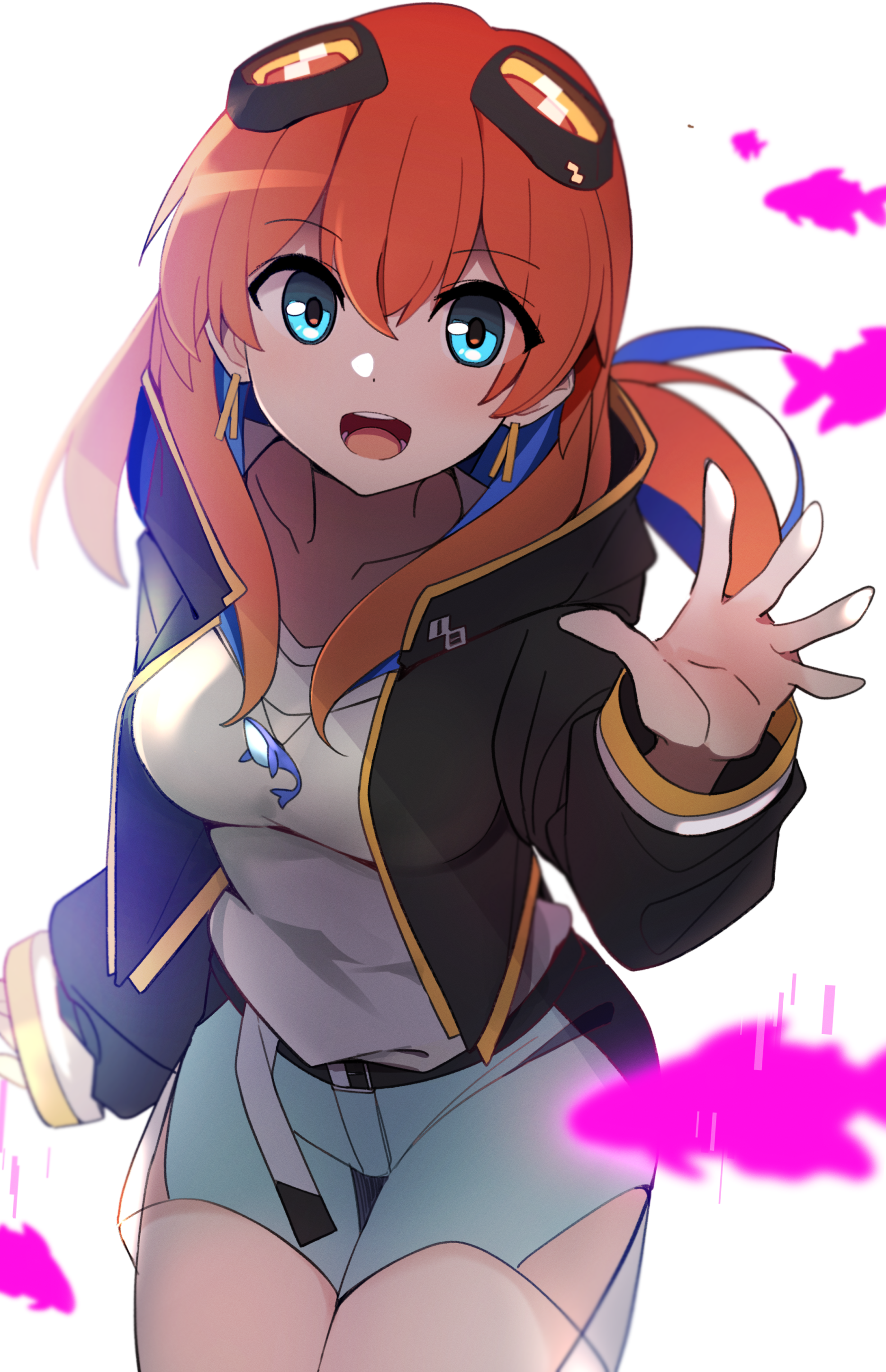 Anime girl with red hair and blue eyes HD Phone Wallpaper