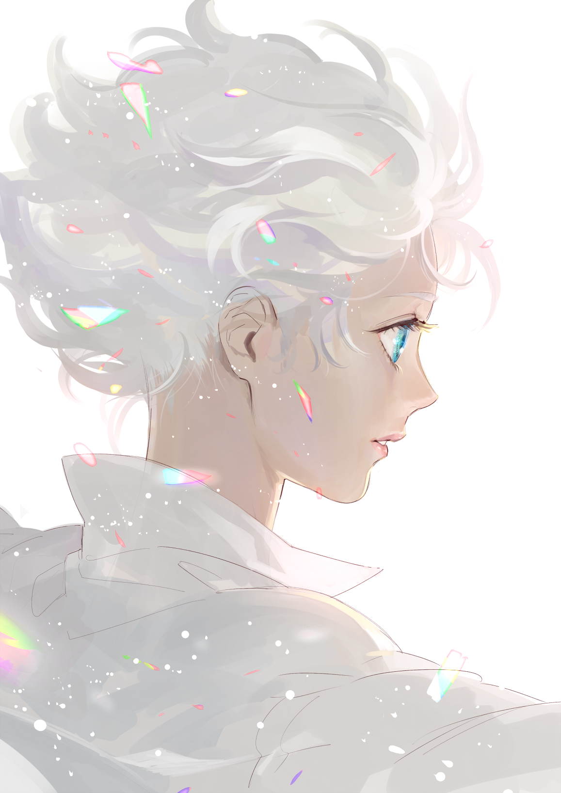 Anime character with white hair and blue eyes HD Phone Wallpaper