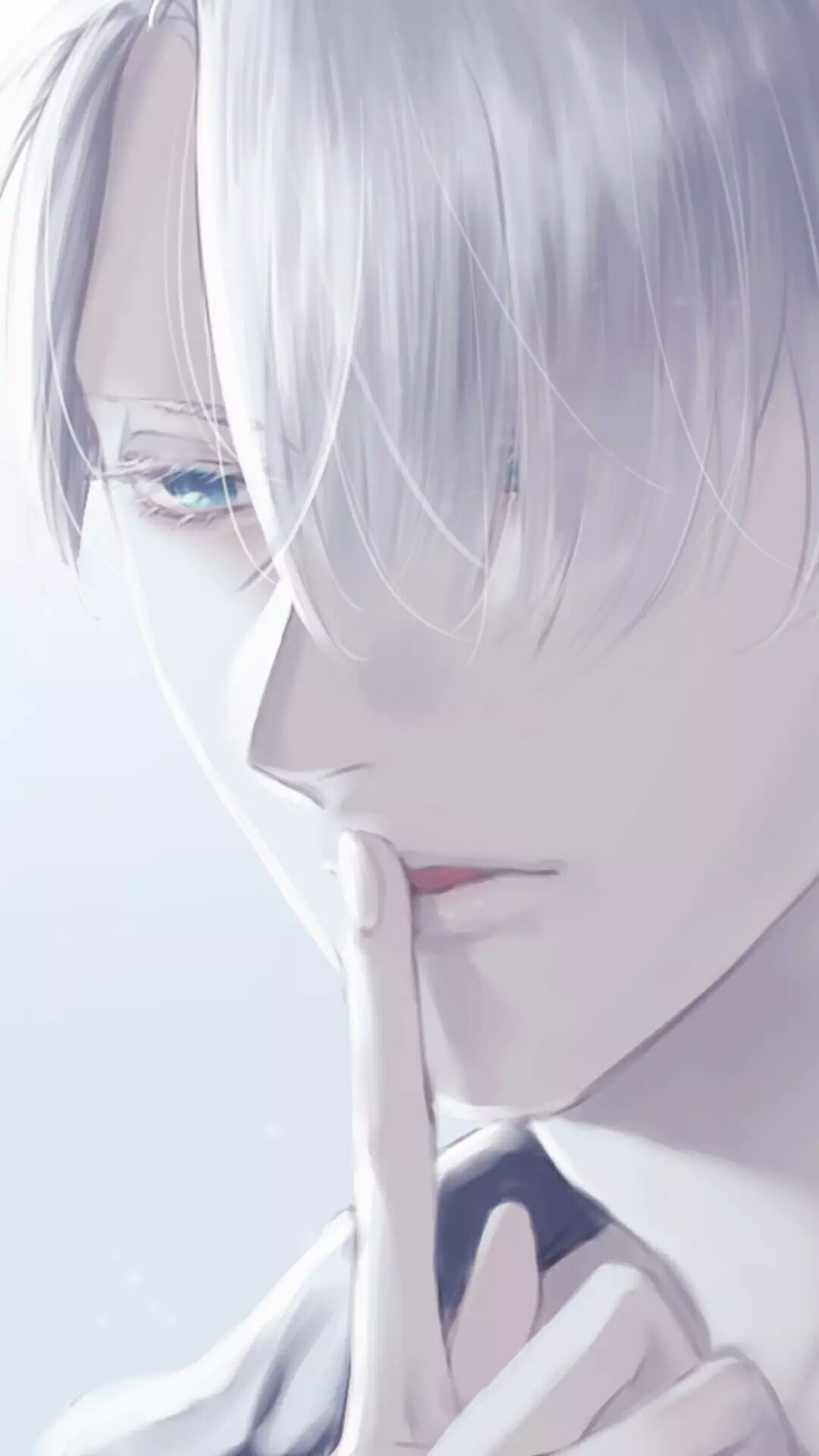 Anime man with white hair and blue eyes HD Phone Wallpaper