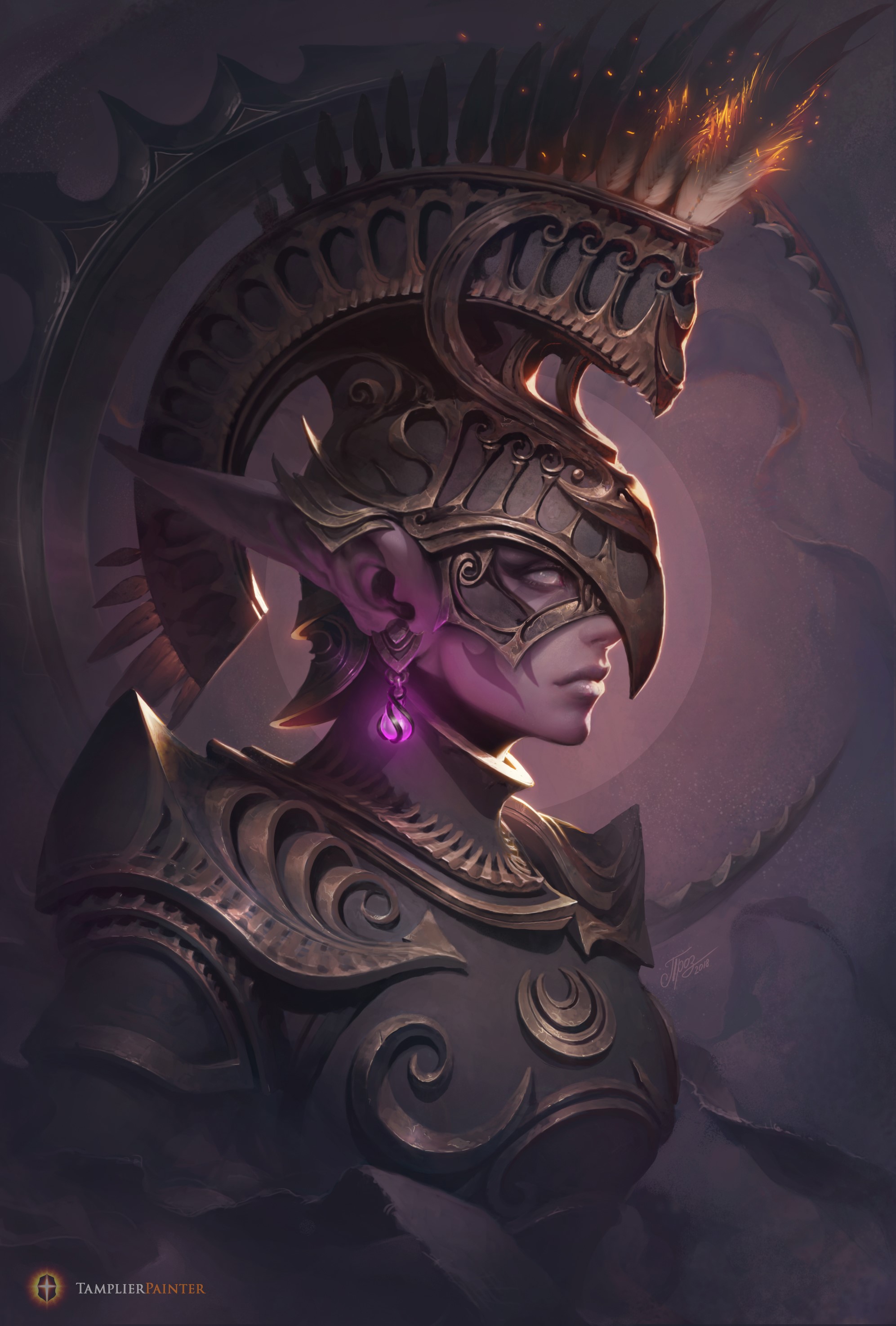 Elf warrior in ornate helmet and armor HD Phone Wallpaper