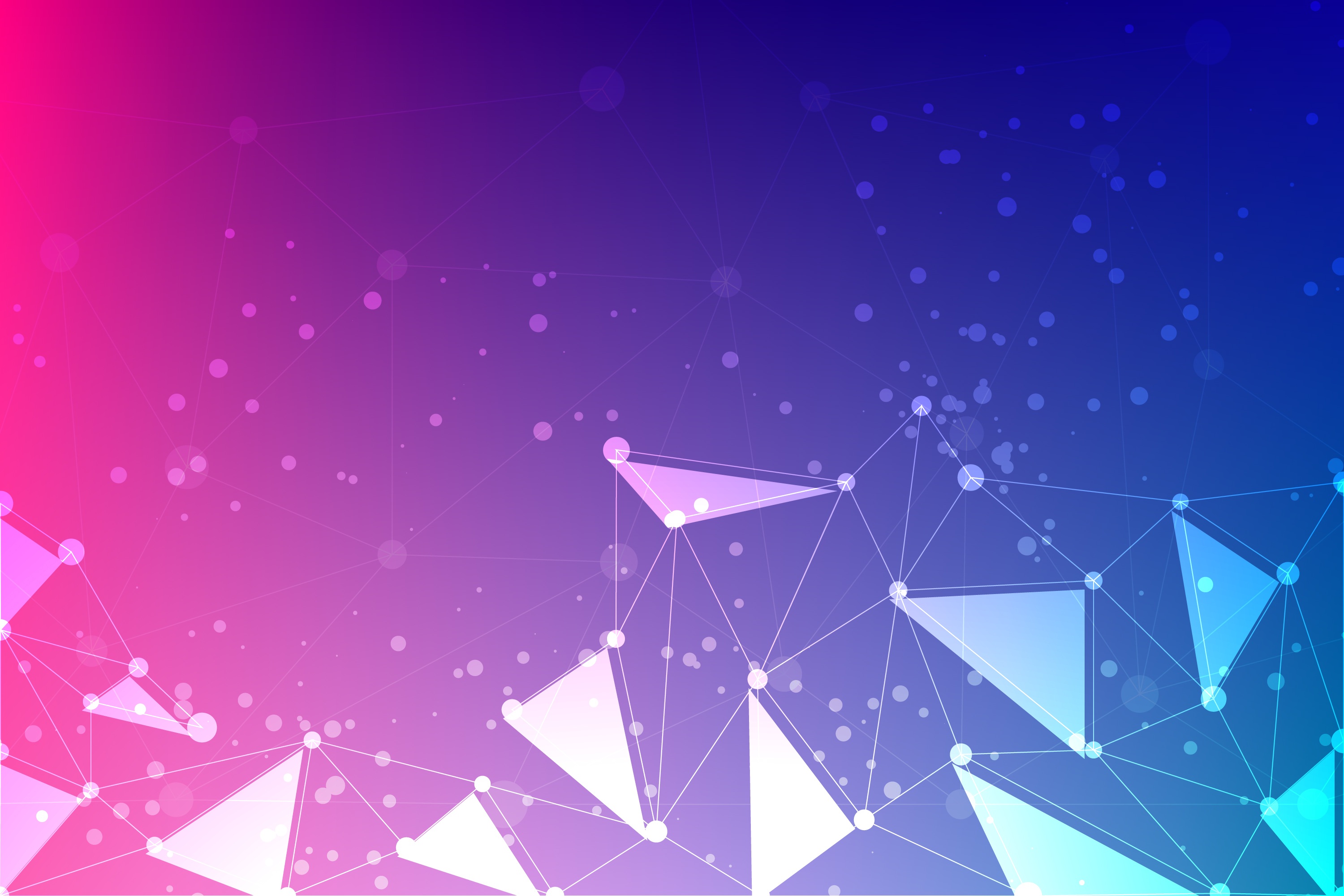 Abstract network of triangles and dots with gradient background HD Wallpaper