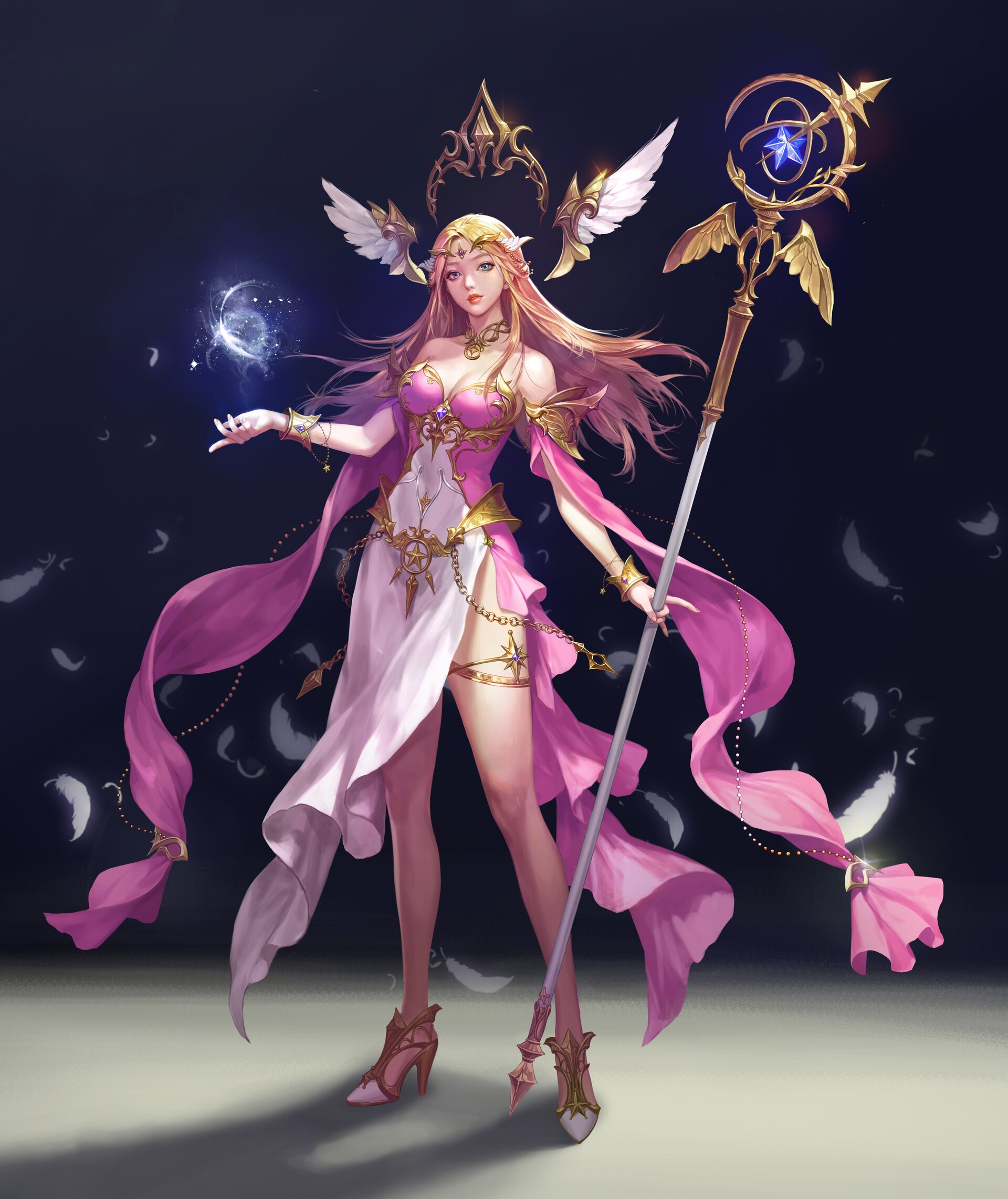 Minsook An Magical Blonde Sorceress with Staff HD Phone Wallpaper