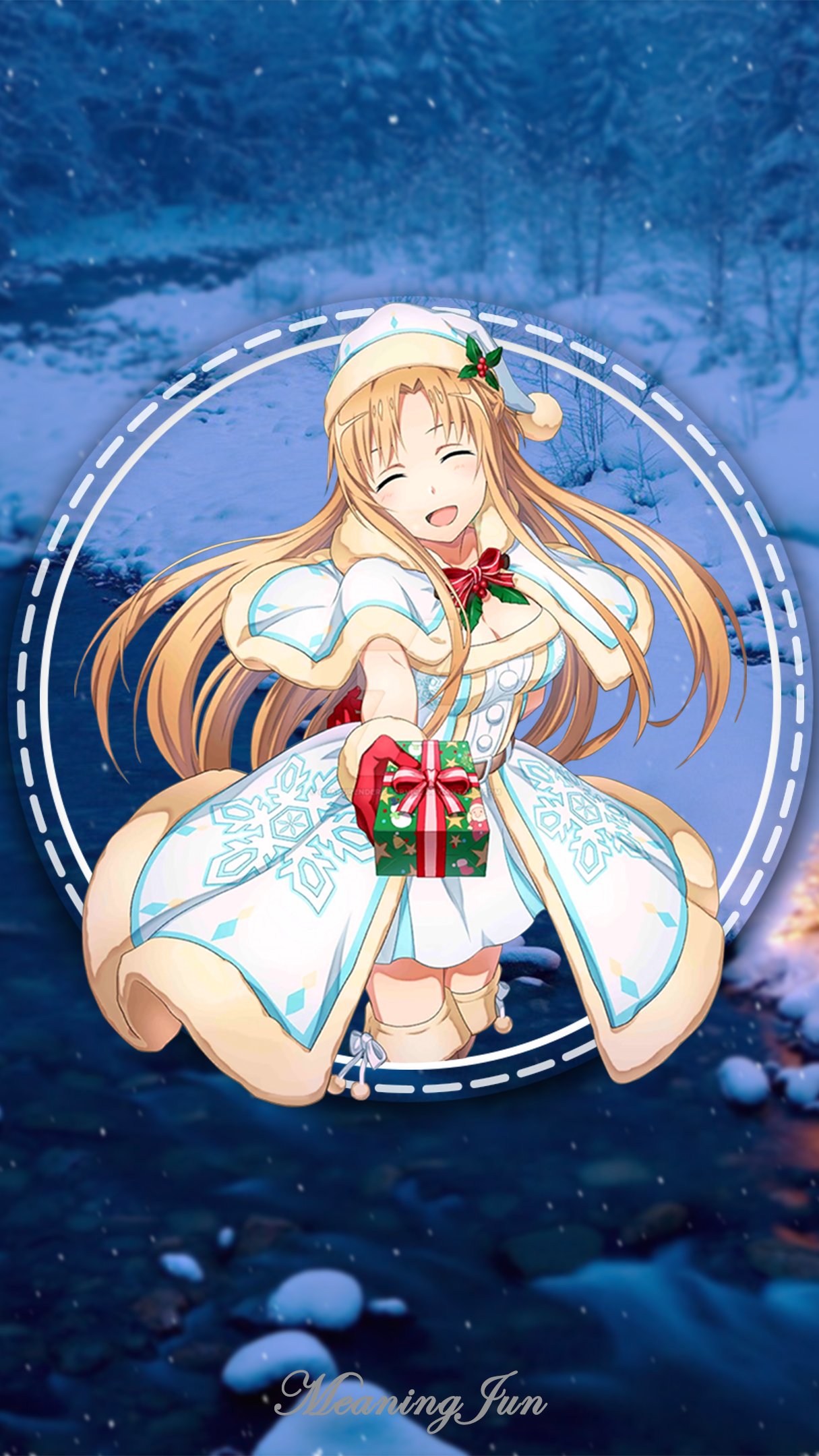 Yuuki Asuna Christmas Gift Scene HD Phone Wallpaper