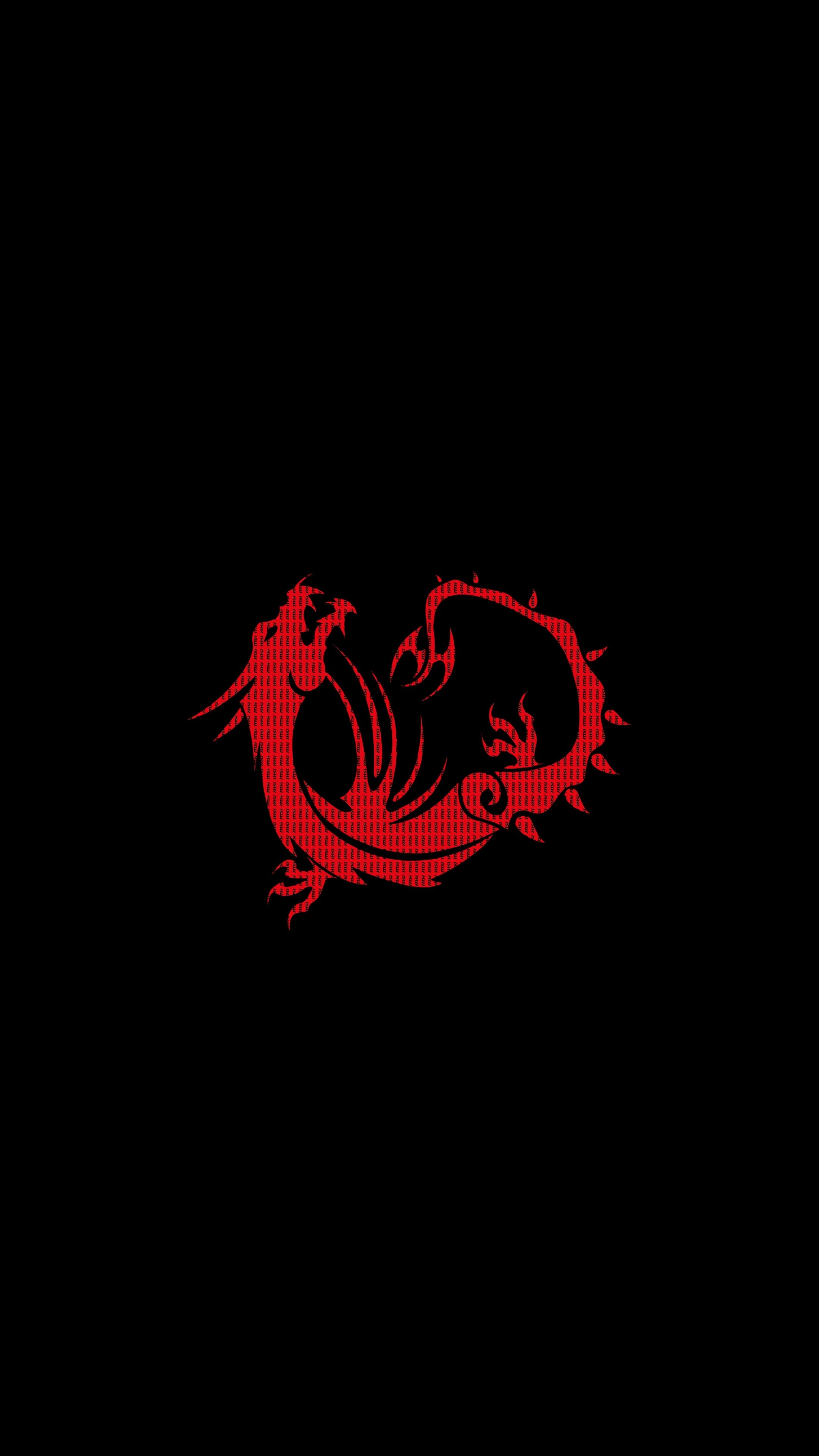 Red dragon logo on black background HD Phone Wallpaper