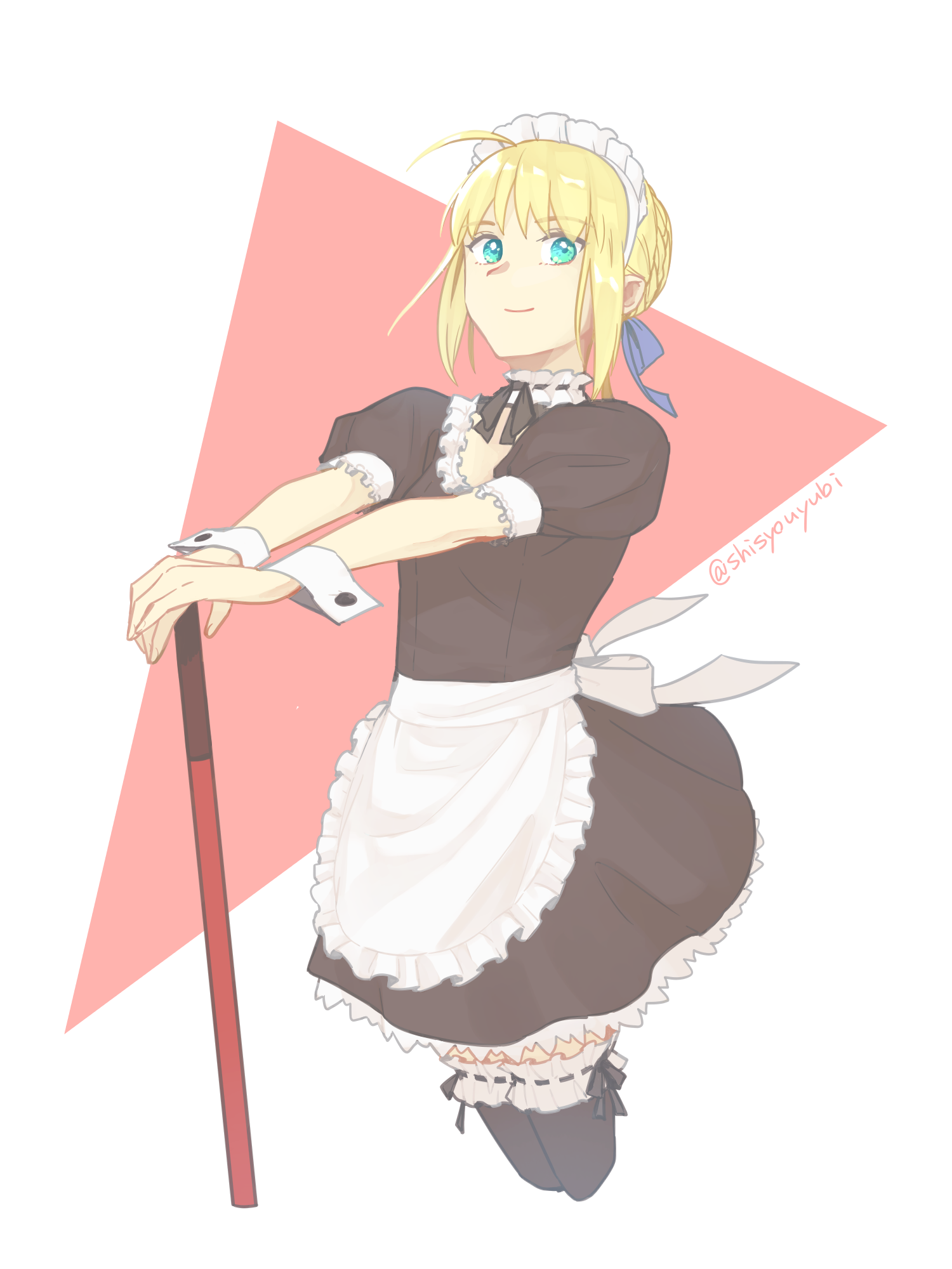 Saber Arturia Pendragon from Fate/Stay Night in a maid outfit HD Phone Wallpaper