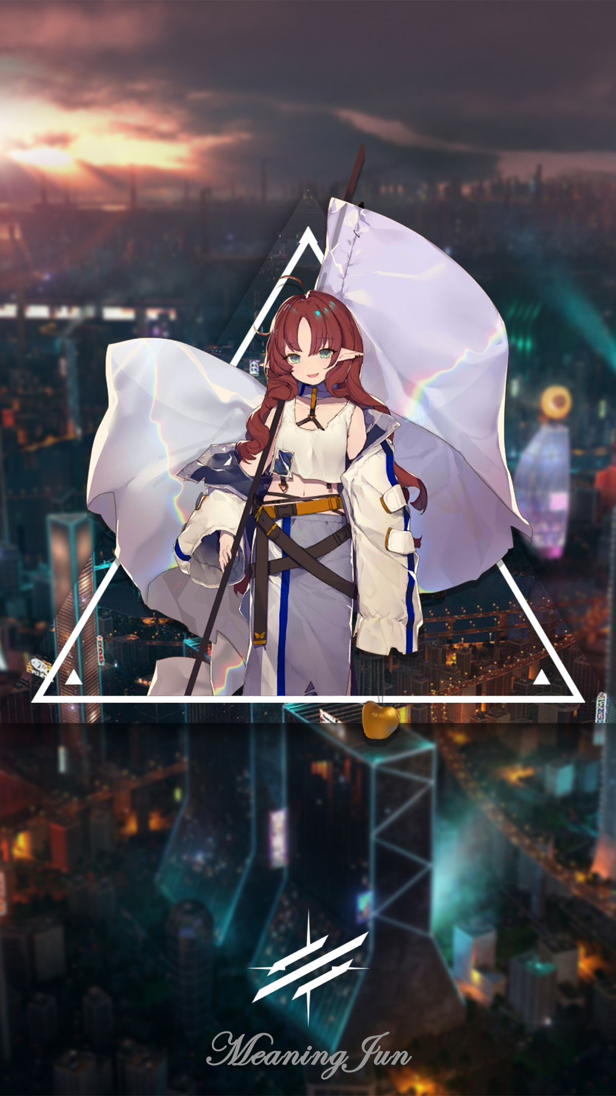 Myrtle from Arknights holding a flag HD Phone Wallpaper