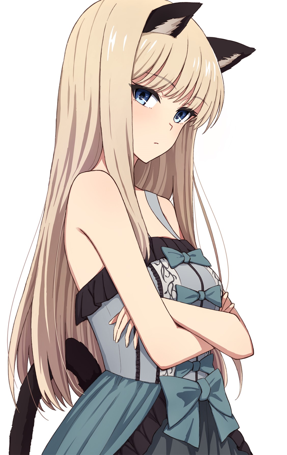 Anime girl with blonde hair and cat ears HD Phone Wallpaper