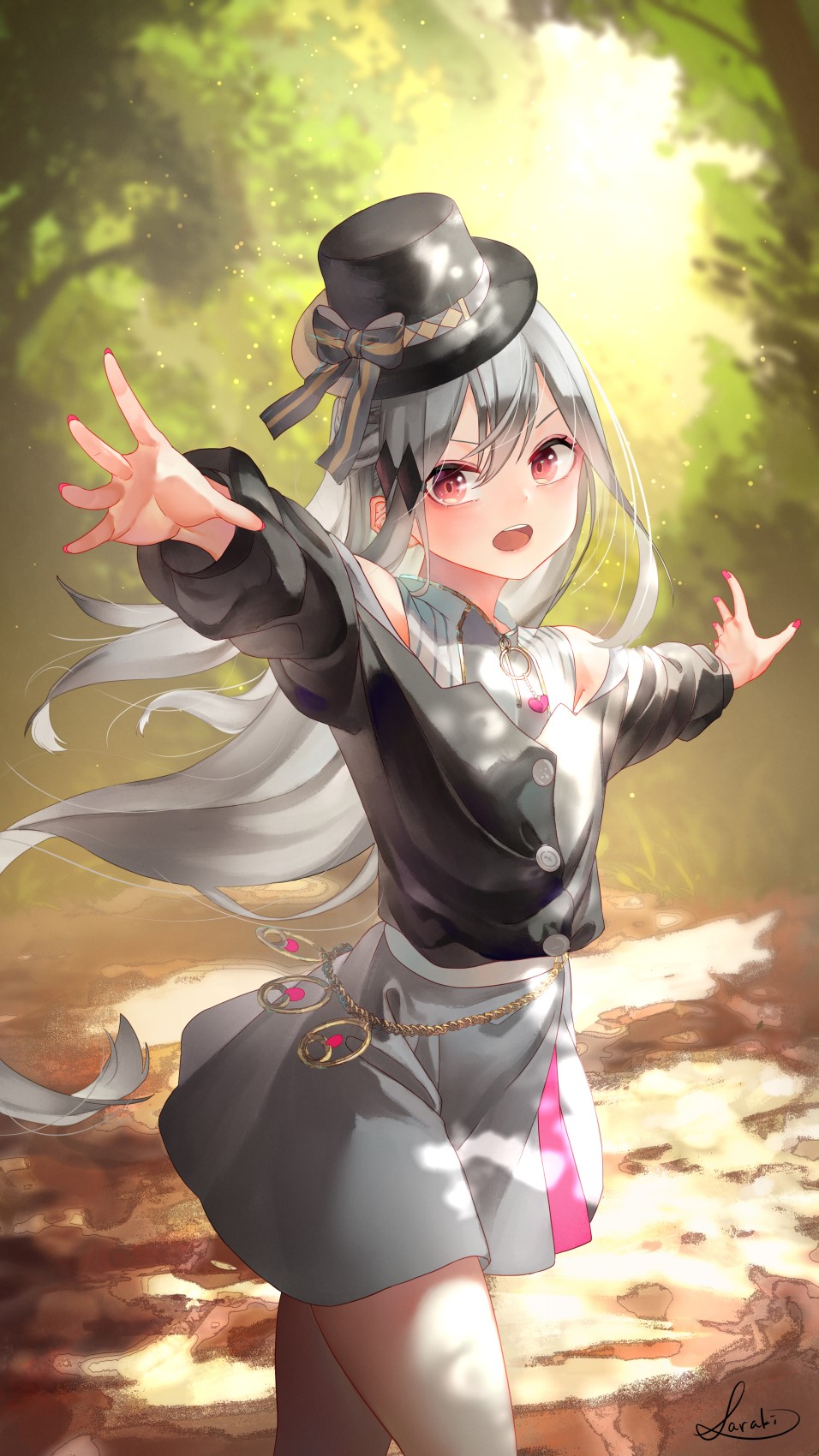 Anime girl with gray hair and a hat HD Phone Wallpaper