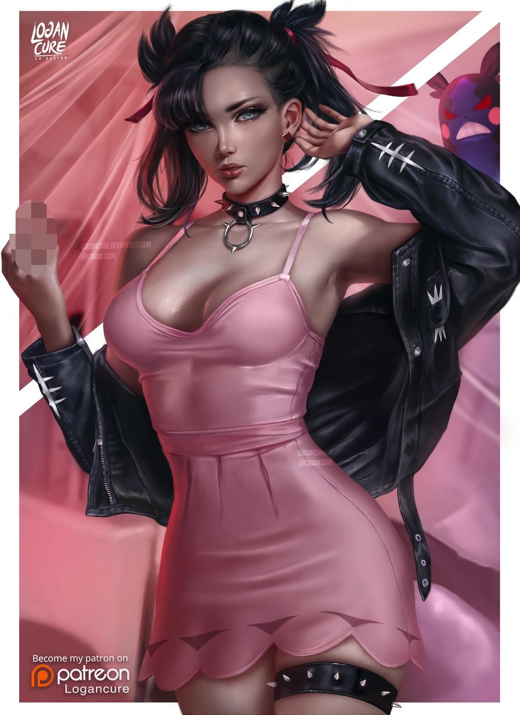 Marnie from Pokémon wearing a pink dress and leather jacket HD Phone Wallpaper