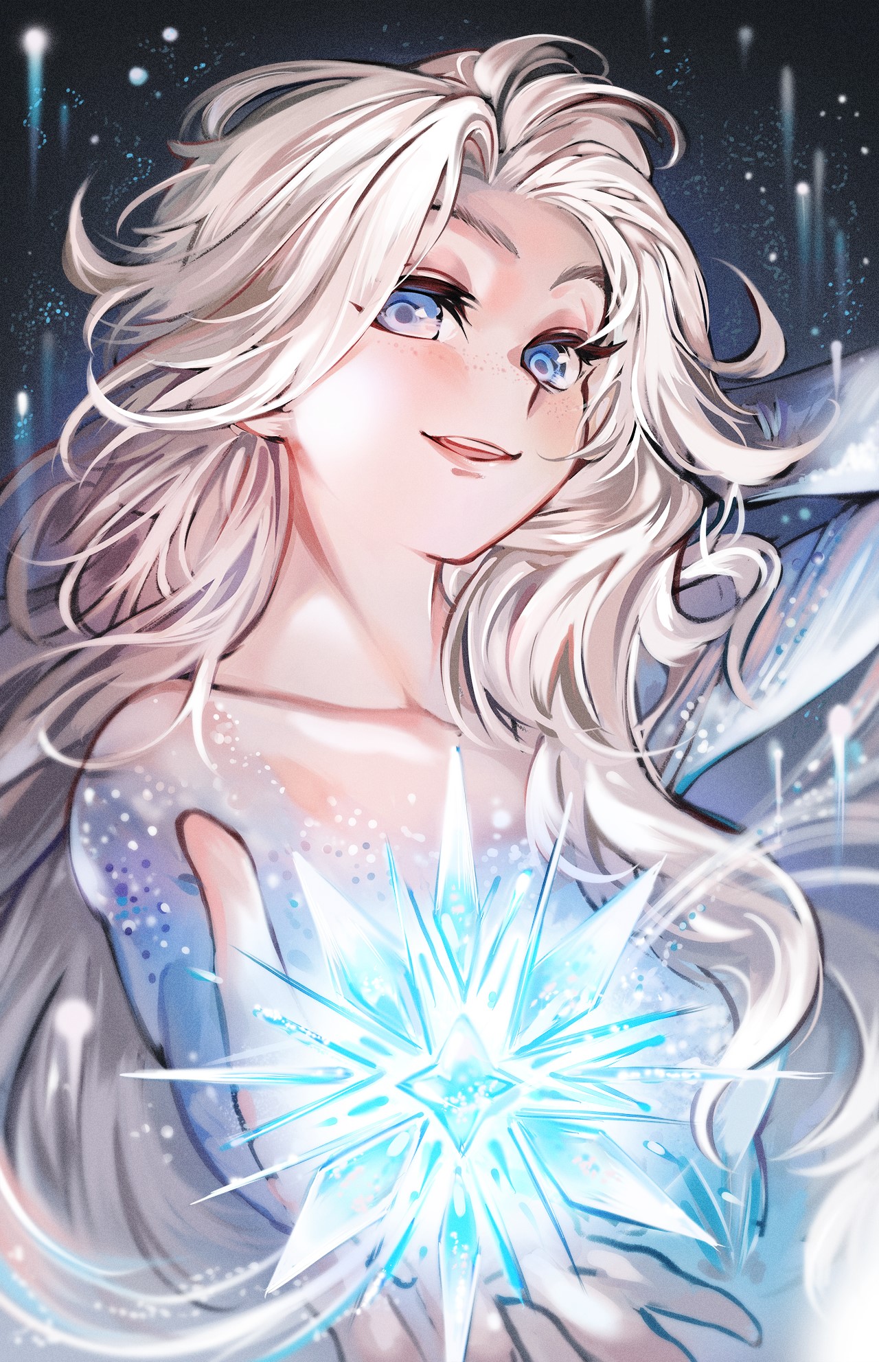 Princess Elsa from Frozen holding a glowing ice crystal HD Phone Wallpaper