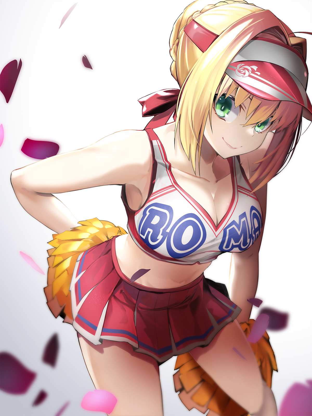 Anime girl in cheerleader outfit with pompons HD Phone Wallpaper