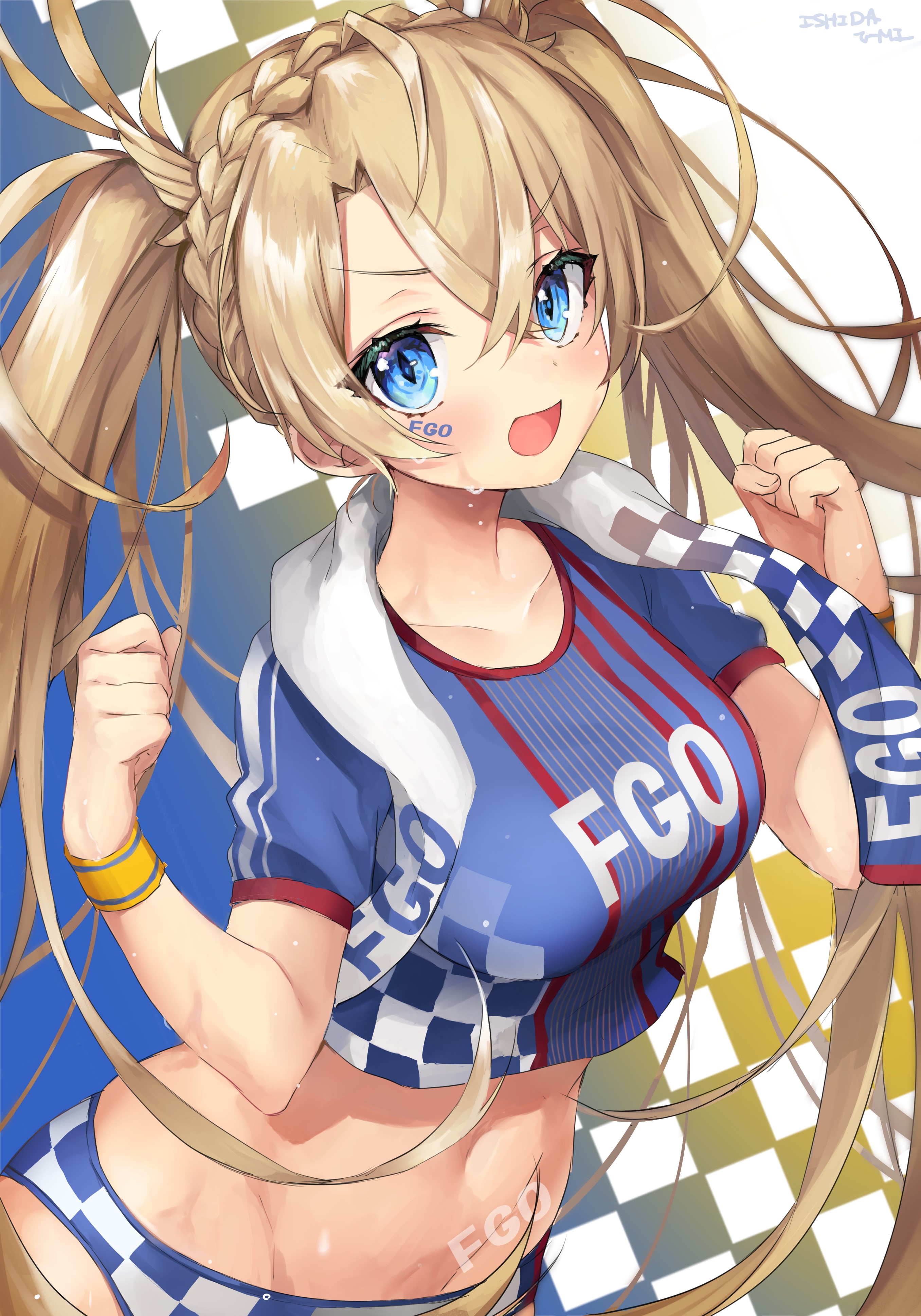 Portrait of Energetic Blonde Anime Girl HD Phone Wallpaper